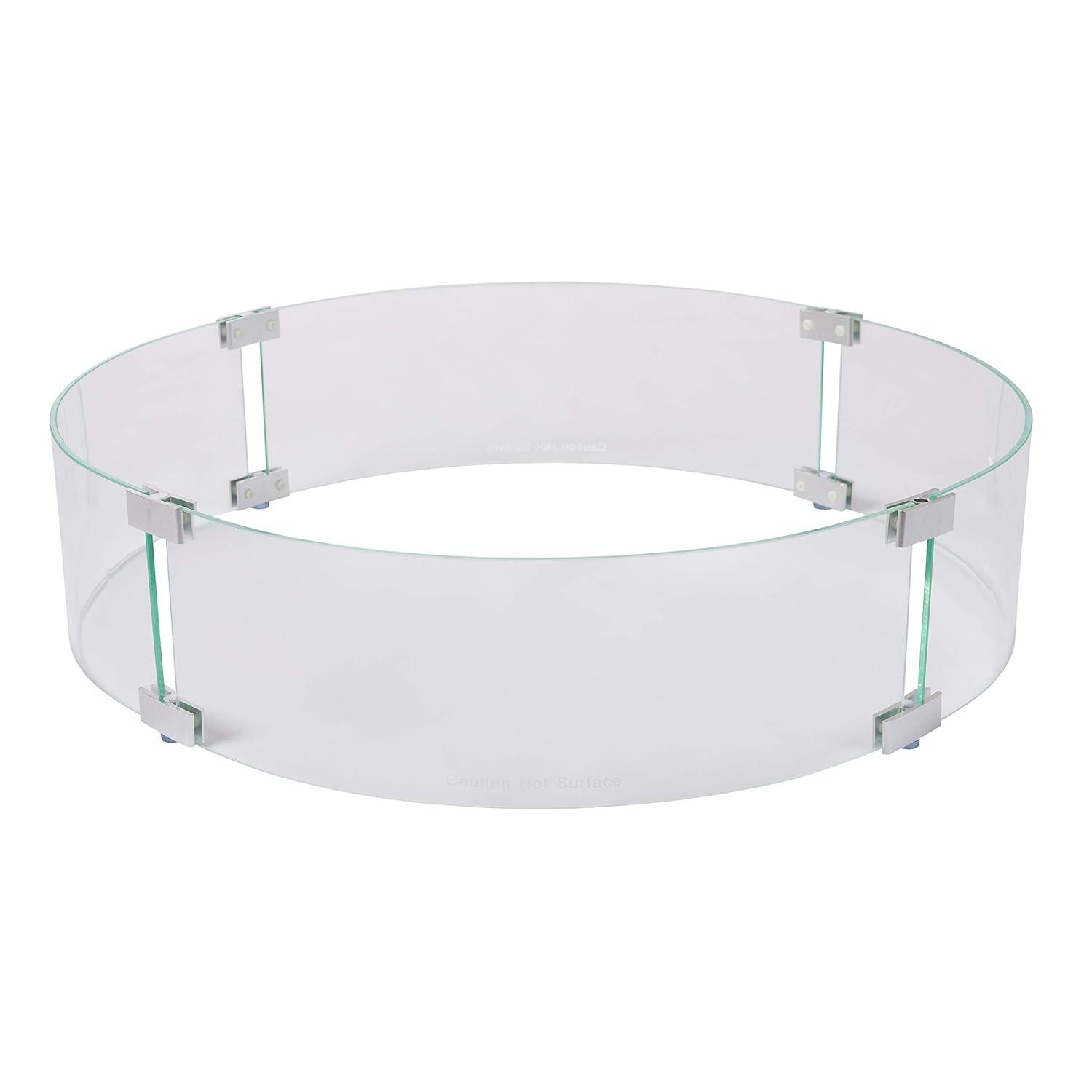 Fire Sense Fire Sense Wind Guard Clear Glass Tempered Glass for Propane, Gas, Fire Pits and Patio Heaters-Round-26 Inches