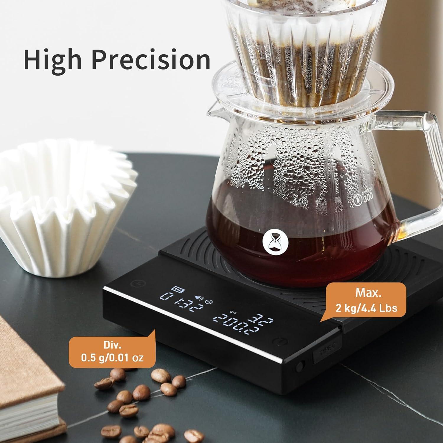 Compact Black Acrylic Electronic Espresso Scale with Timer