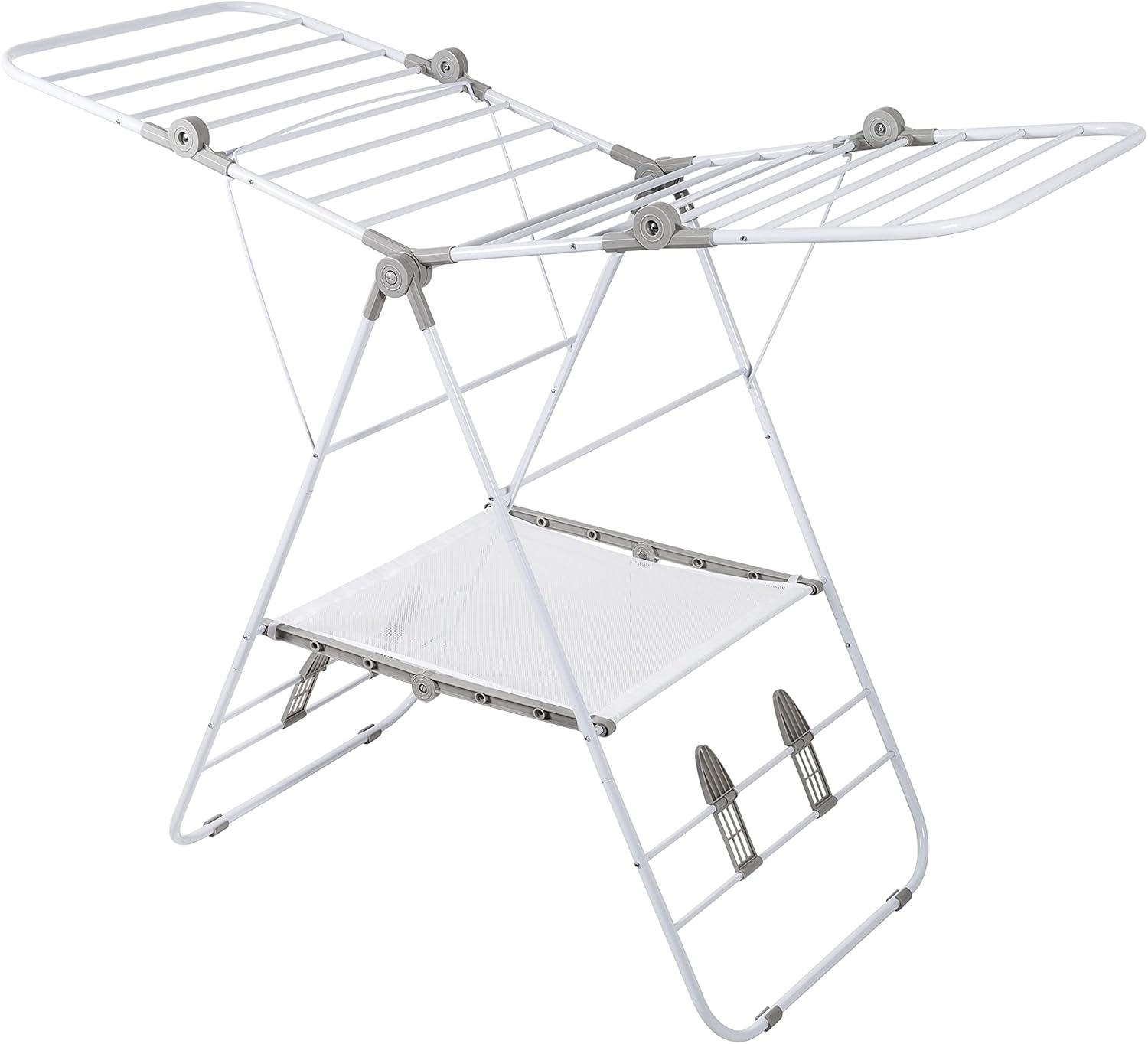 Large White Expandable Folding Gullwing Clothes Drying Rack