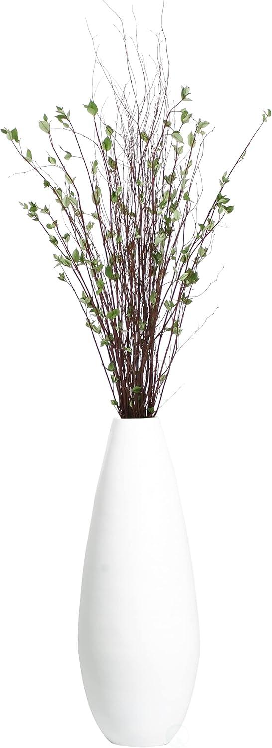 31.5" White Spun Bamboo Tall Floor Vase with Sleek Finish