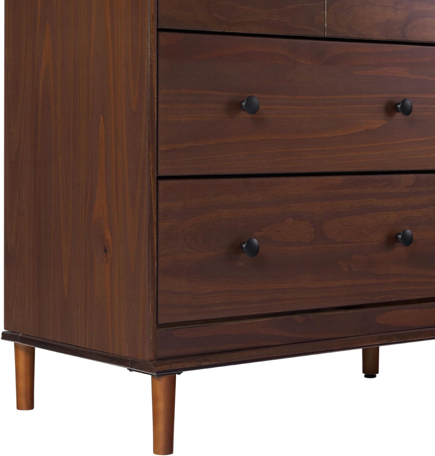 Walker Edison Classic Mid-Century Modern 6-Drawer Solid Wood Dresser, Walnut