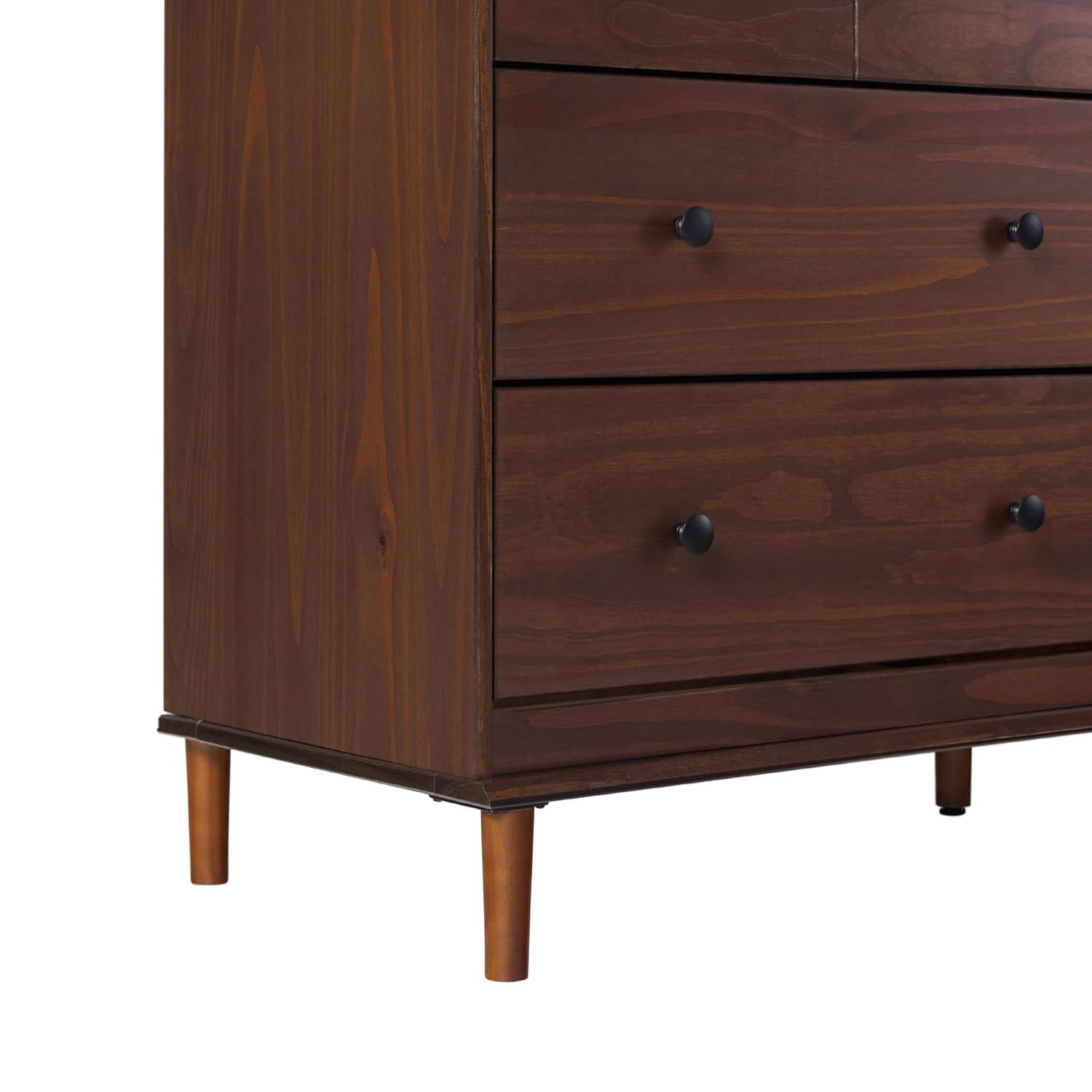 Walker Edison Classic Mid-Century Modern 6-Drawer Solid Wood Dresser, Walnut