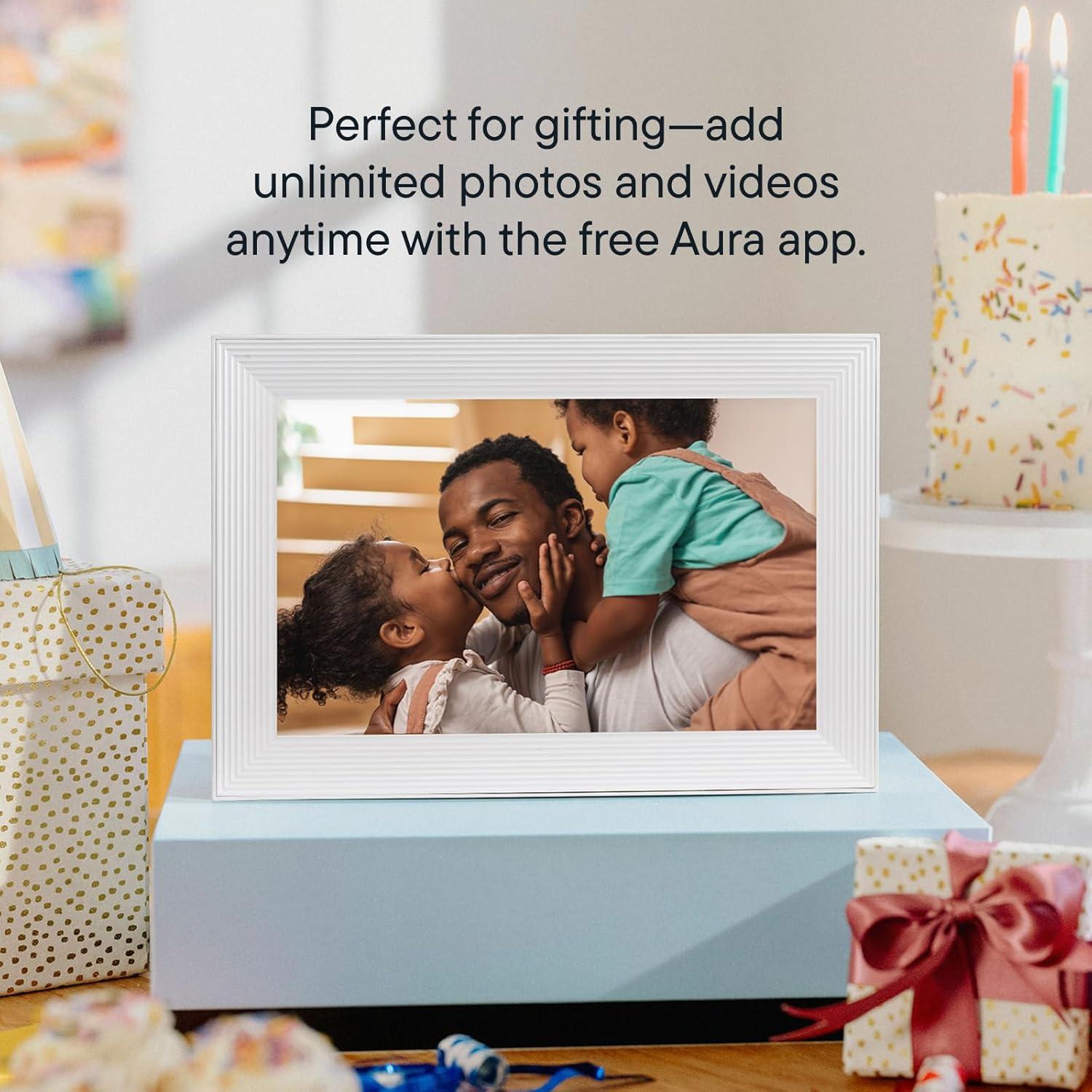 Aura Home 10.1" Carver Sea Salt Digital Photo Frame: Wi-Fi Enabled, 1280x800 LCD, No Battery Required