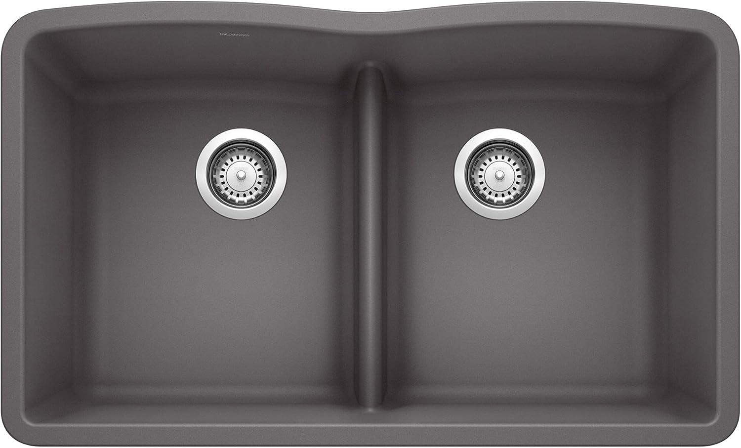 Diamond SILGRANIT 32" L X 19.25'' W Double Bowl Undermount Kitchen Sink with Low Divide