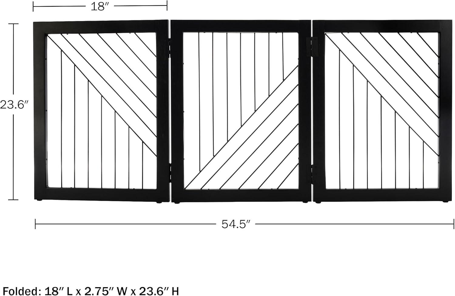 PETMAKER 3-Panel 24-Inch Freestanding Foldable Pet Gate for Stairs (Black)