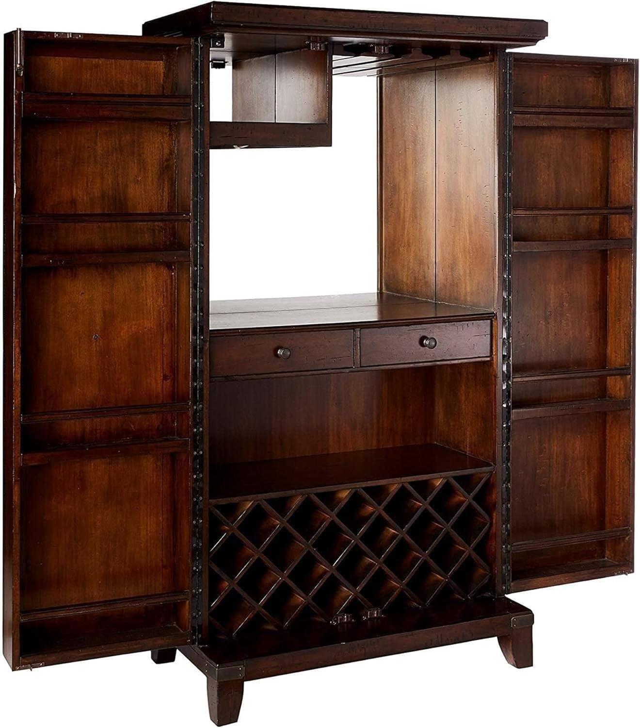 Brauer 40" Brown Hardwood Traditional Bar Cabinet