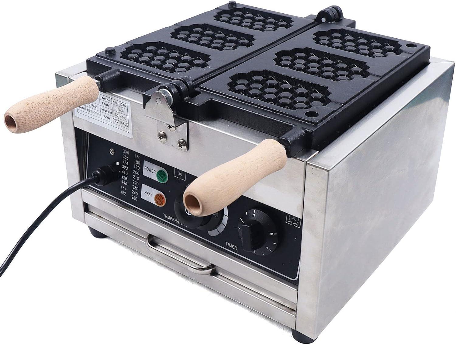 Kaibrite Electric Waffle Maker Machine 1500W 110V Nonstick Stainless Steel Waffle Pop Maker, Temperature and Time Control, for Restaurant Bakeries Snack Bar Home 50300