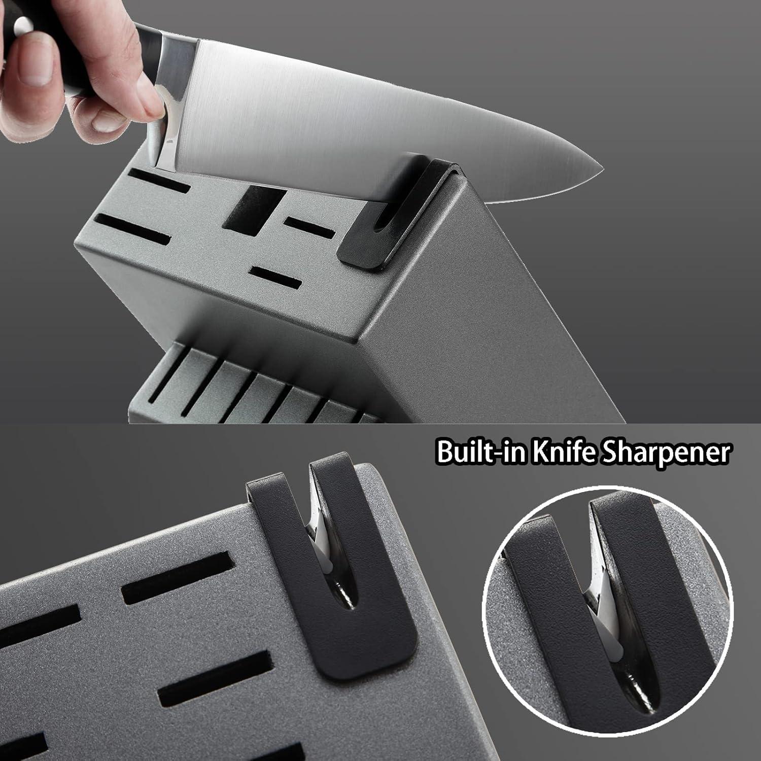 15-Piece German Stainless Steel Knife Block Set with Sharpener