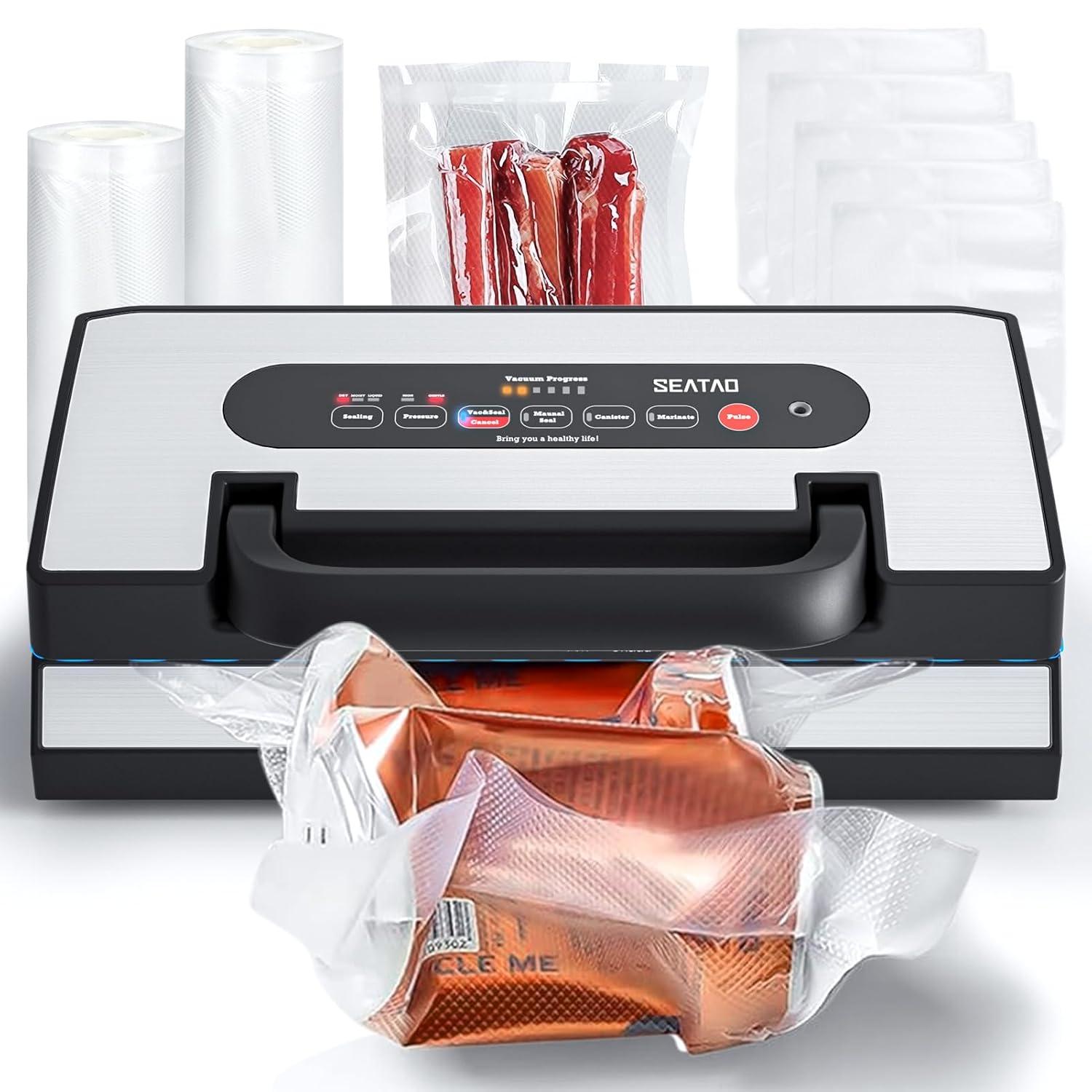 SEATAO SEATAO VH5188 Automatic Vacuum Sealer Machine, 90kPa Multifunction Commercial Vacuum Food Sealer For Food Preservation, Dry & Moist & Food & Extended Modes, LED lights, Double Seal
