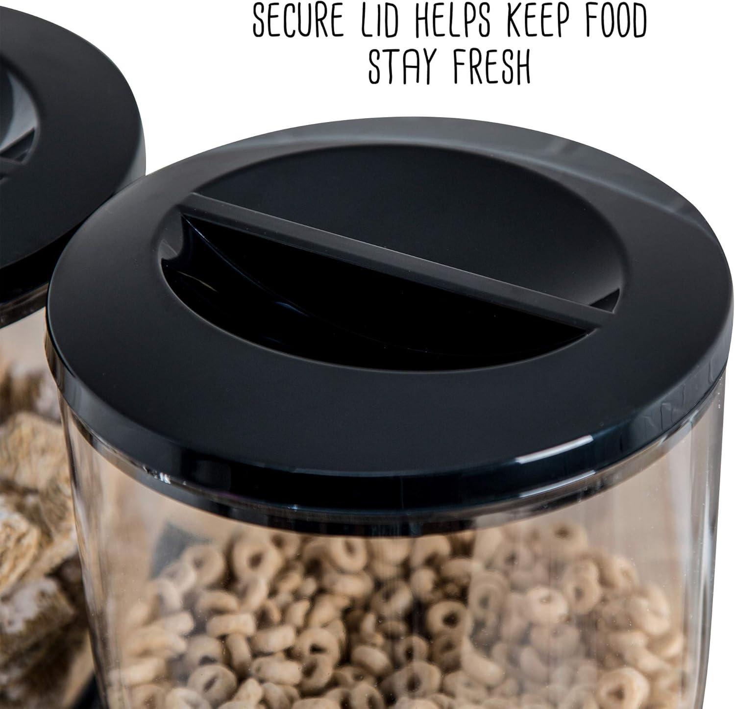 Zevro by Honey-Can-Do Plastic Double 17.5 oz Dry Food Dispenser, Black