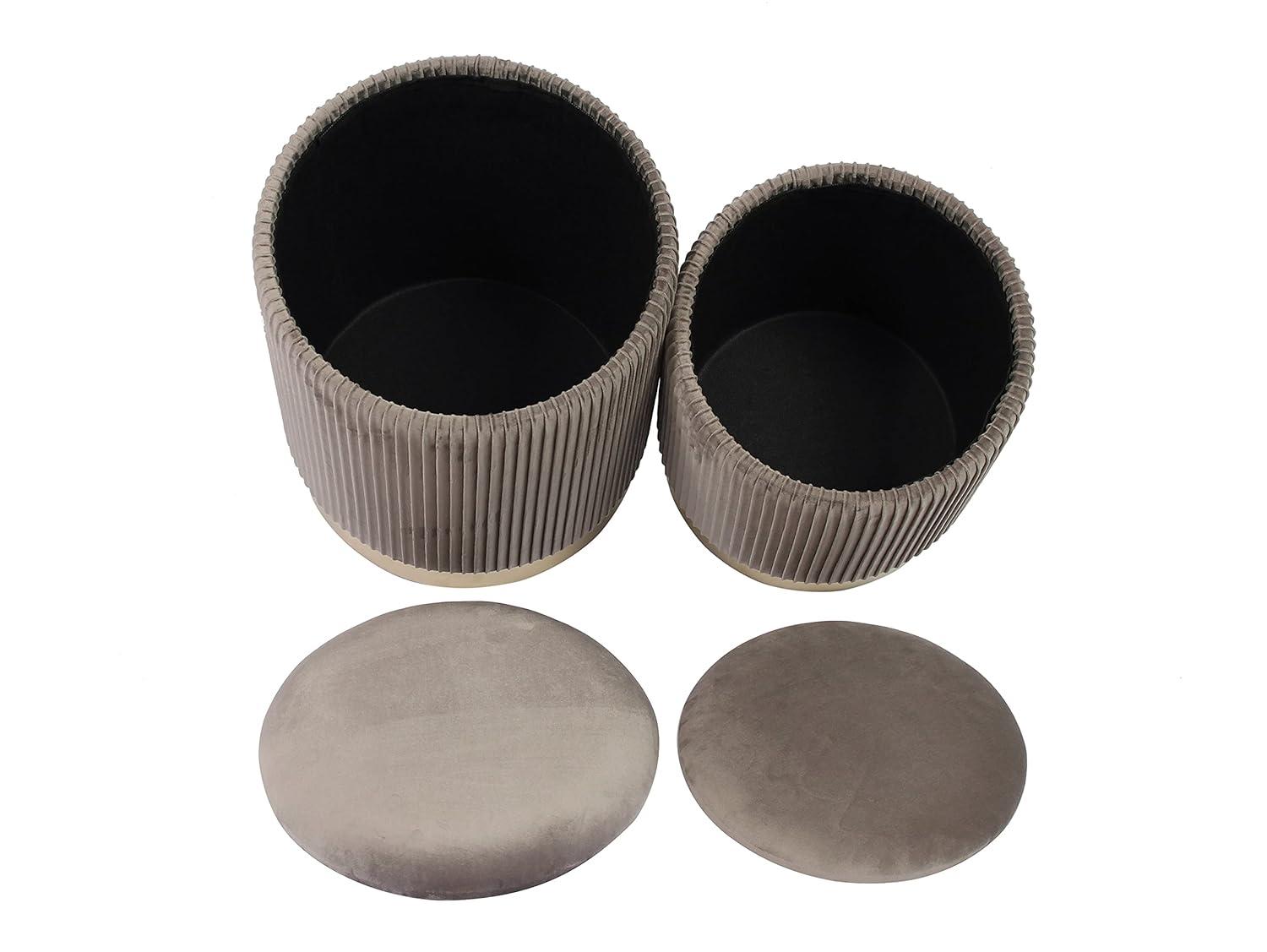 Everly Quinn Round Velvet Storage Ottomans(Set of 2) | Wayfair