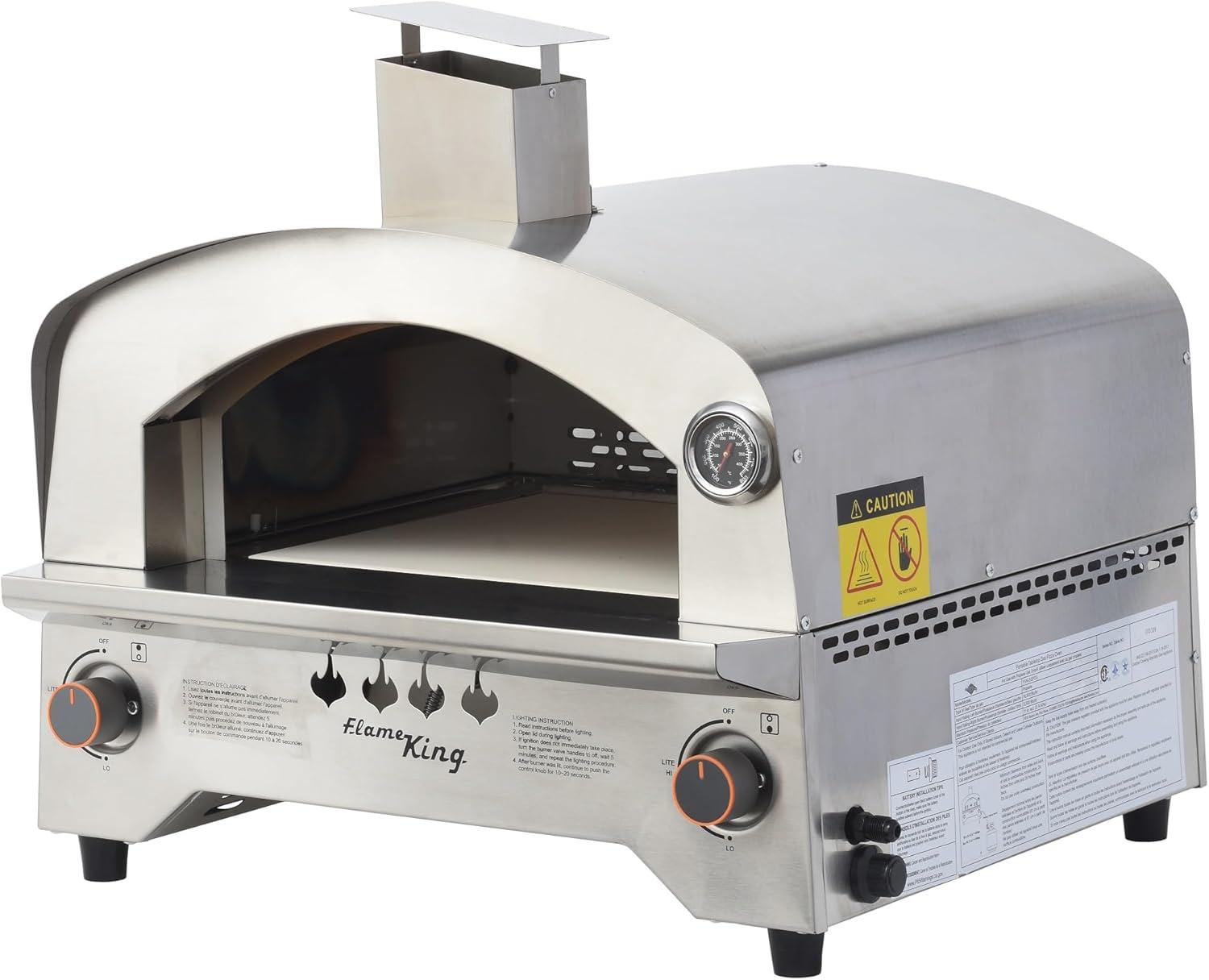 Flame King Propane Gas 13" Outdoor Pizza Oven for Camping, Backyard and Tailgating