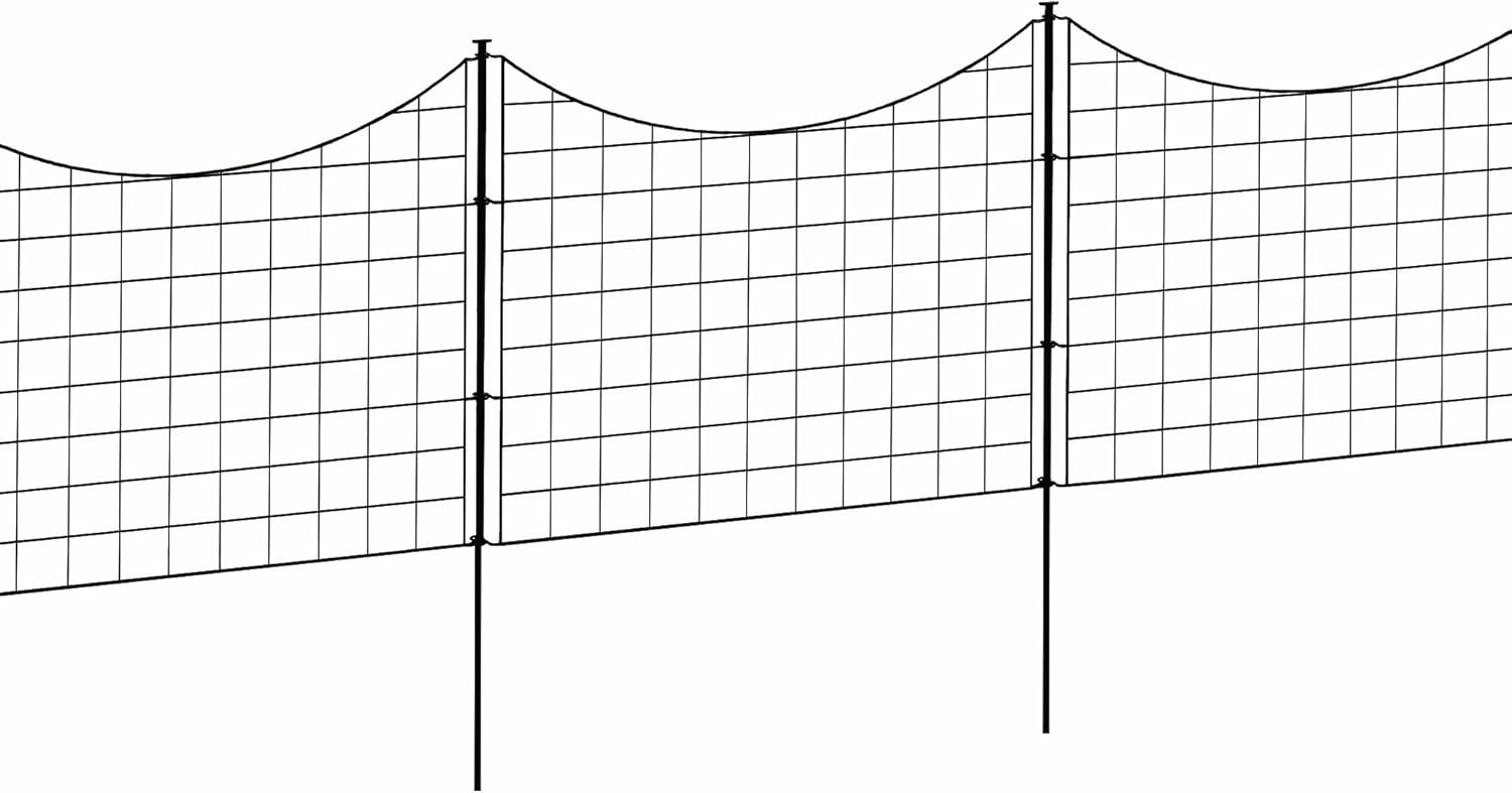 25in H (5 Fence Panels) No Dig Easy Install Zippity Black Metal Fence, Decorative Fence Ideal for Garden Fencing For Dogs, Temporary Fence or Garden Fence Animal Barrier, WF29001
