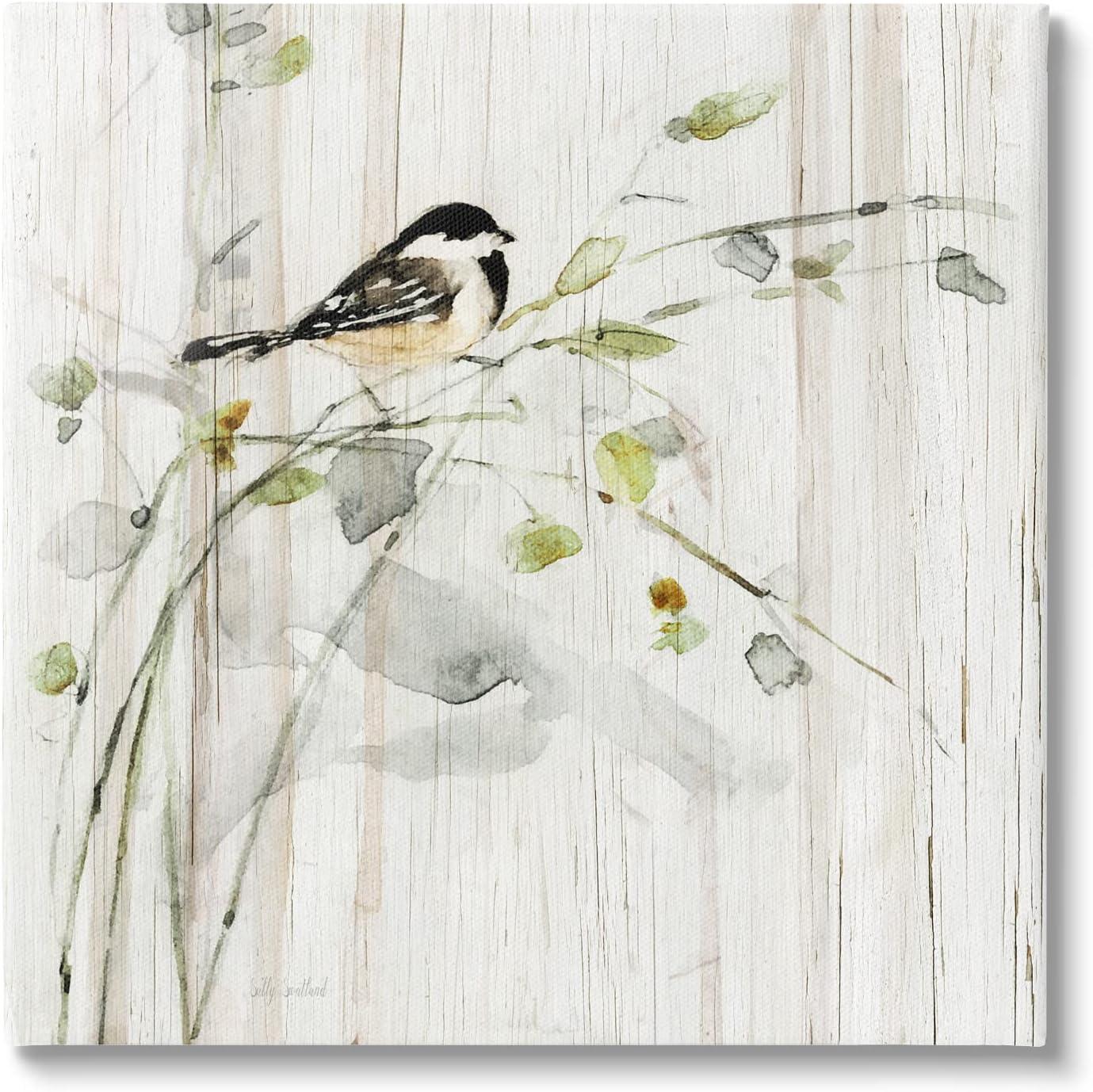 Stupell Industries Au-851-Canvas " Bird Perched Birch Pattern " by Danita Delimont Painting Print