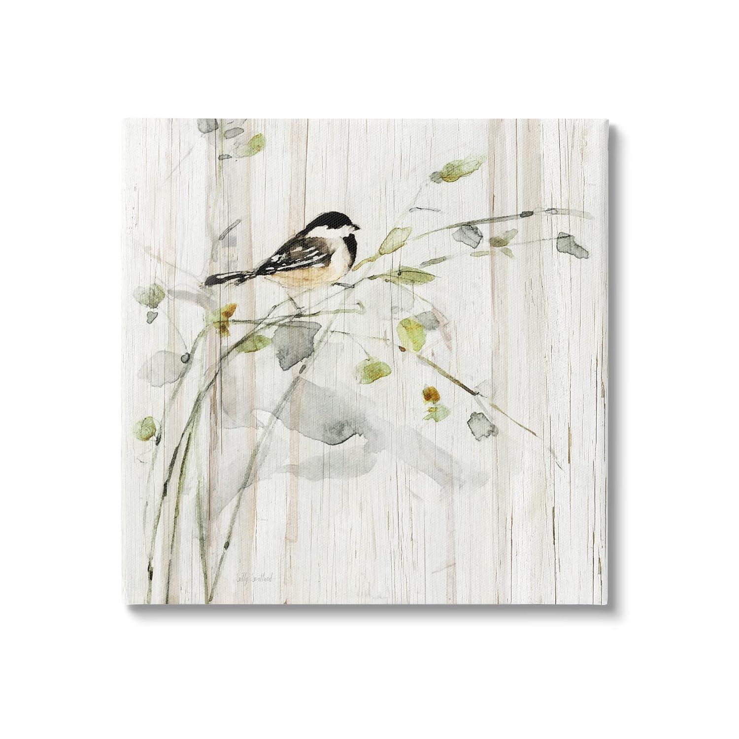 Stupell Industries Au-851-Canvas " Bird Perched Birch Pattern " by Danita Delimont Painting Print
