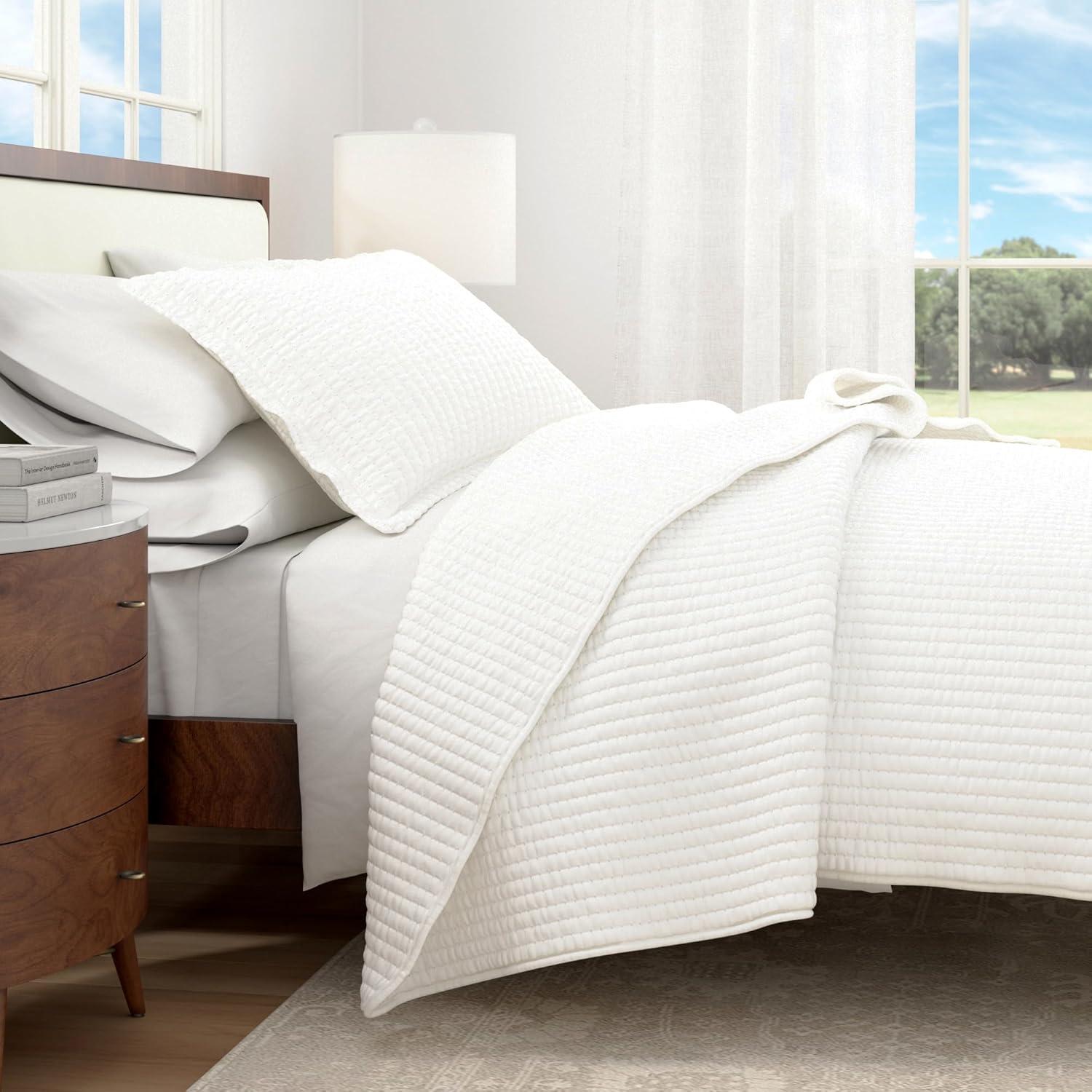 FreshFolds Modern & Contemporary Stripe Stitched Quilt Set with Shams