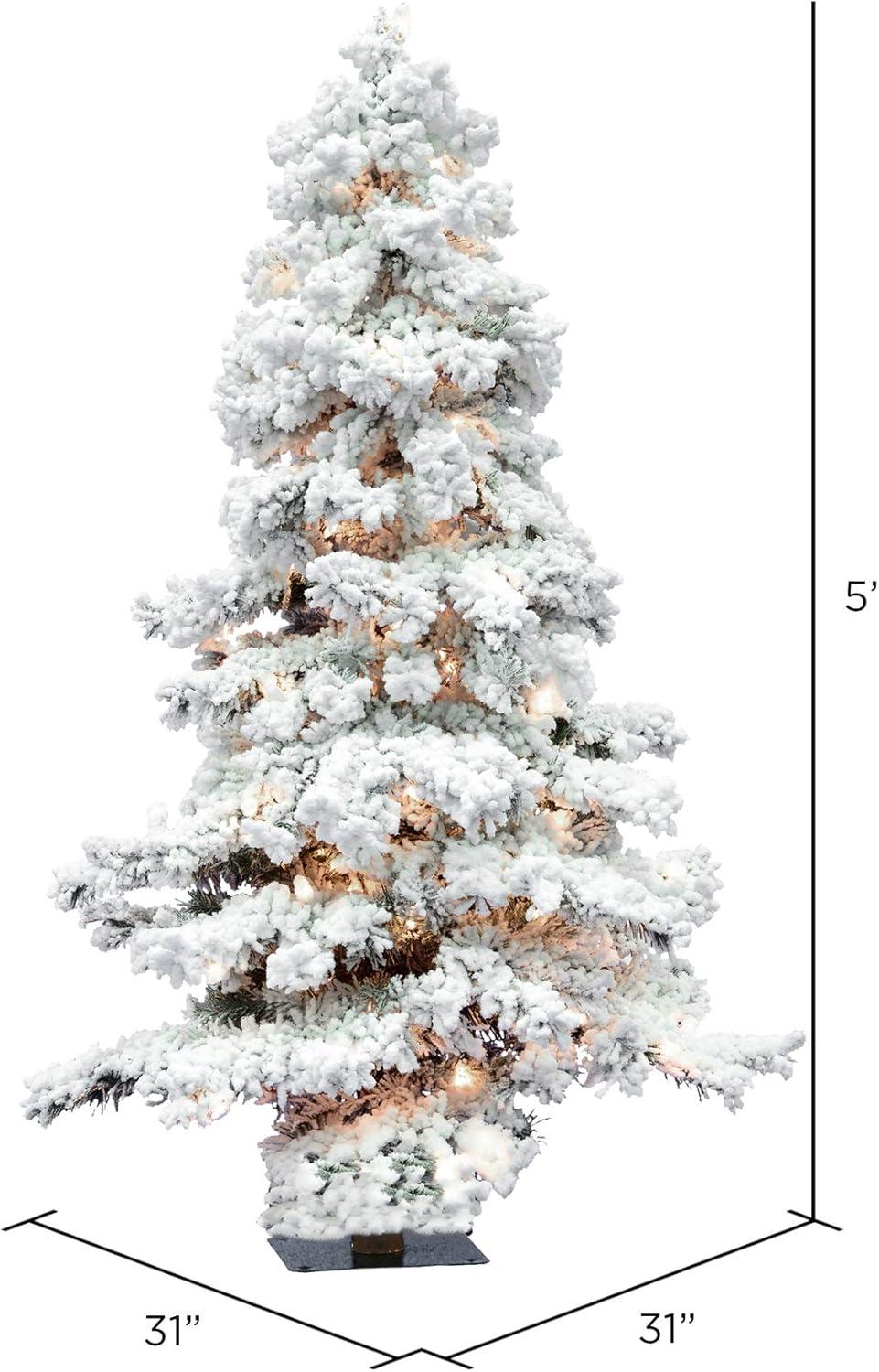 Vickerman 5' Flocked Spruce Artificial Christmas Tree, Clear Lights