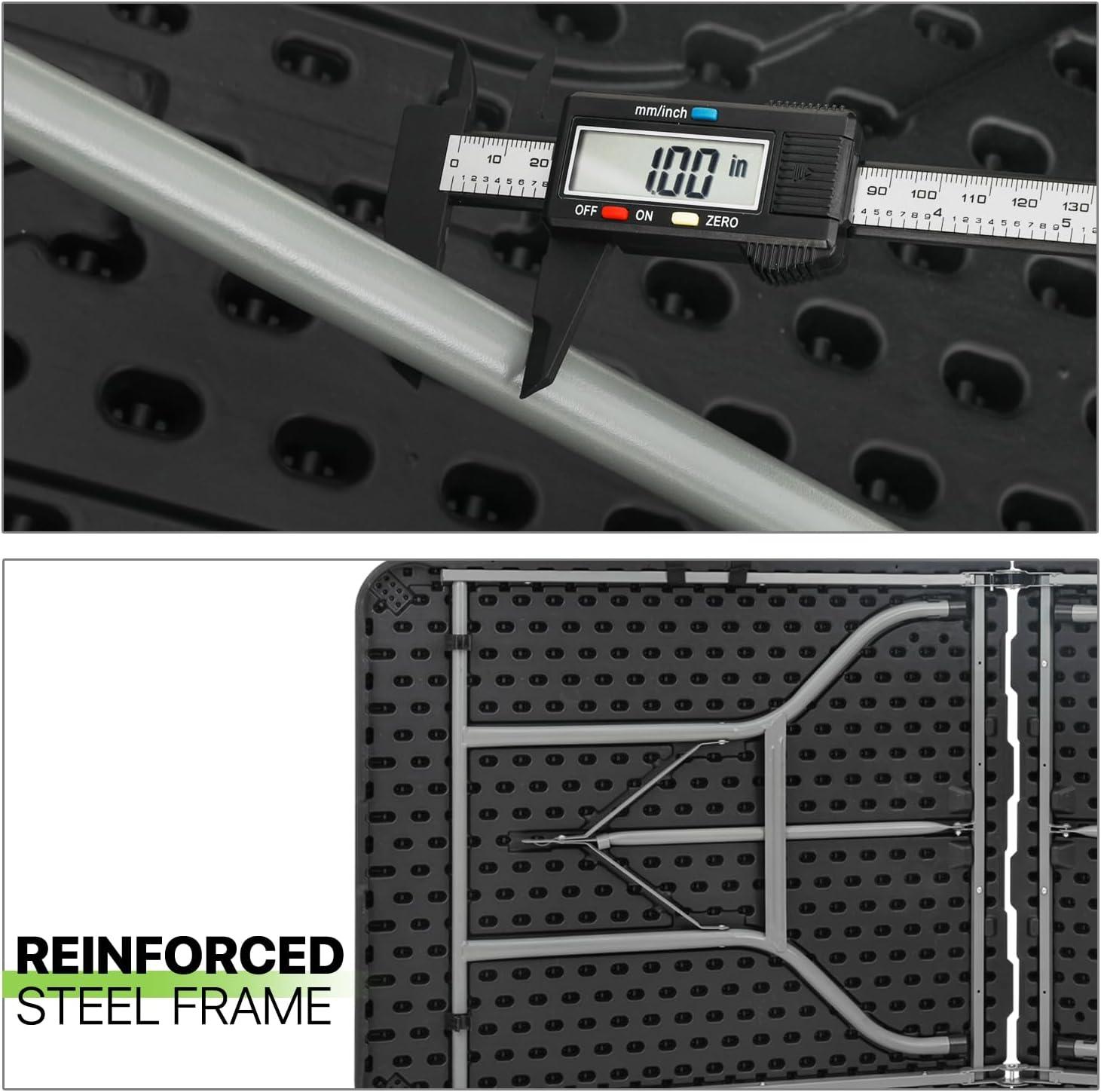 Plastic Folding Card Table, Indoor Outdoor Portable Picnic Table with Carrying Handle for Camping