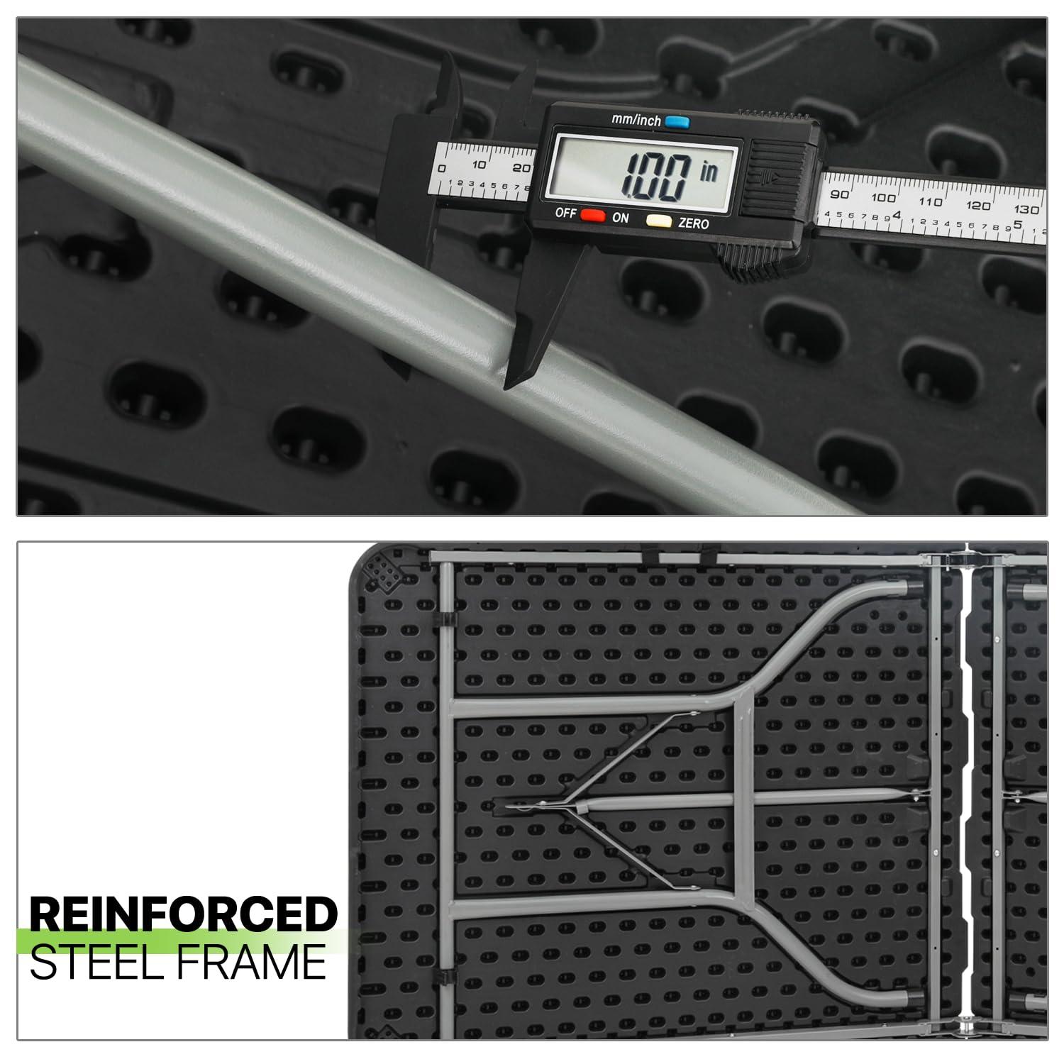 Plastic Folding Card Table, Indoor Outdoor Portable Picnic Table with Carrying Handle for Camping