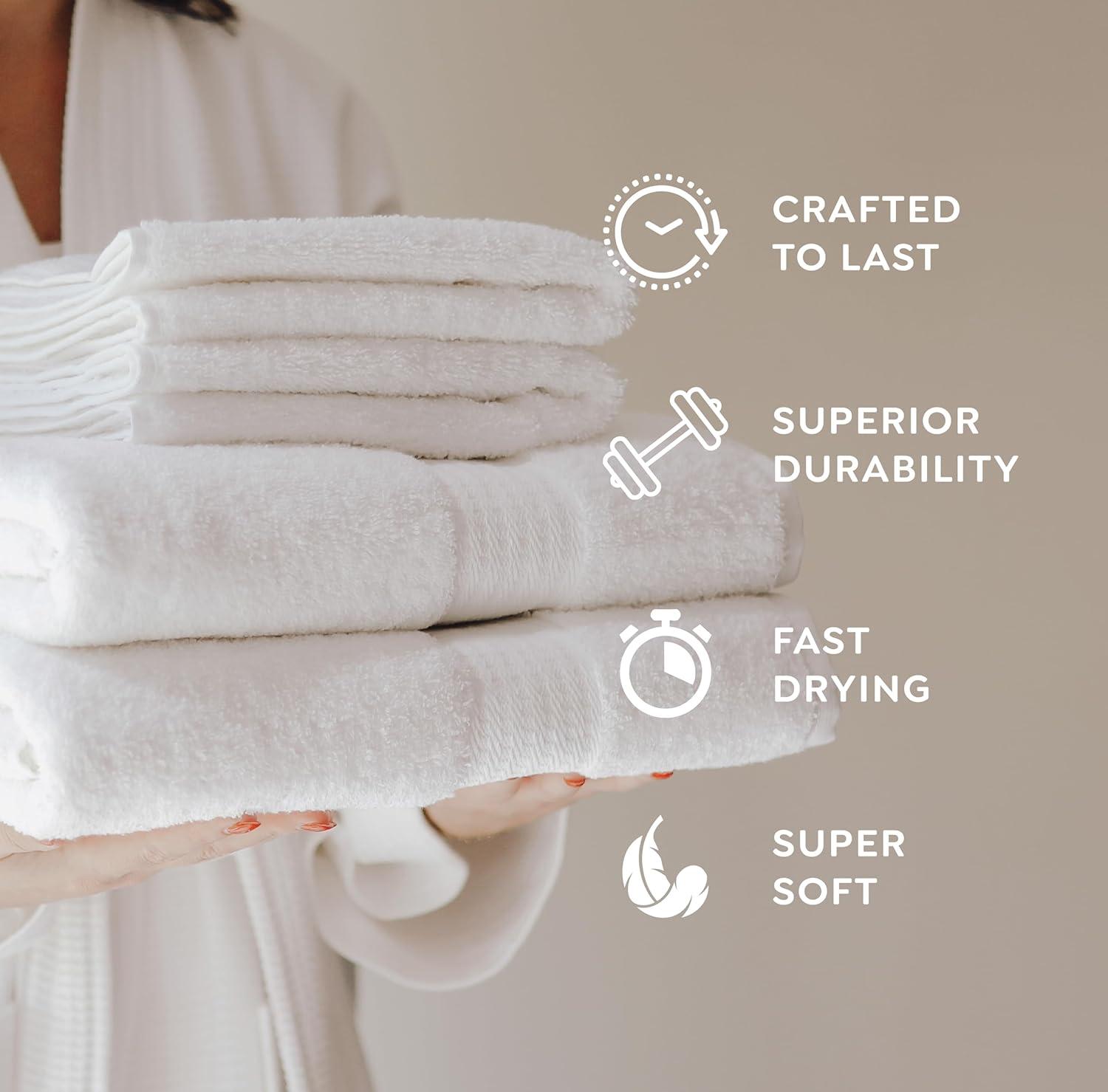 1888 Mills True Classics 6-Piece Set Set Featuring Enduraweave Technology, 2 Bath Towels, 2 Hand Towels, & 2 Washcloths, Soft & Durable, White