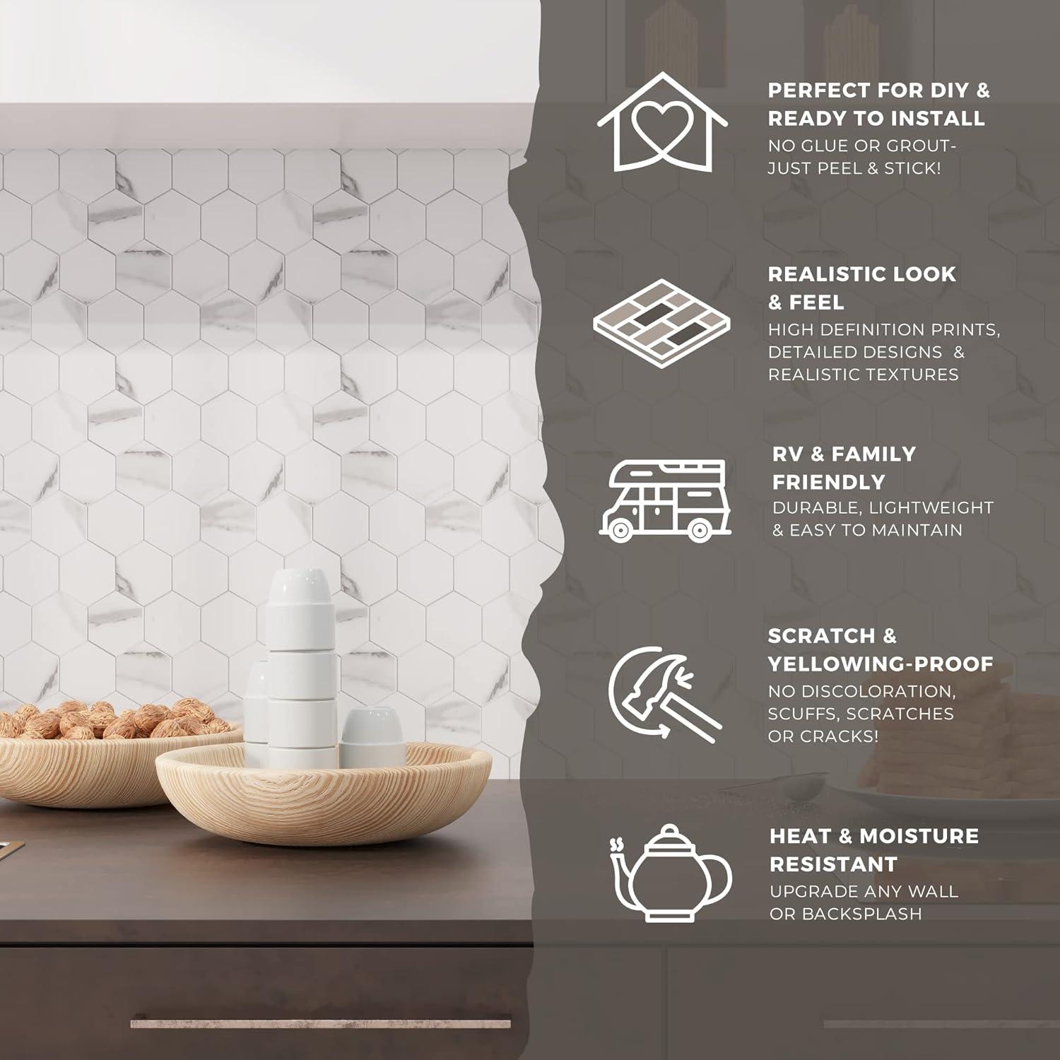 Avant Decor 3.27'' W x 2.88'' L Engineered Stone Peel and Stick Mosaic Tile