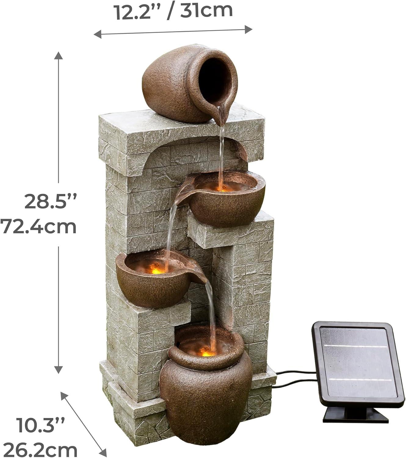 Teamson Home 28" Solar-Powered 4-Tier Outdoor Water Fountain