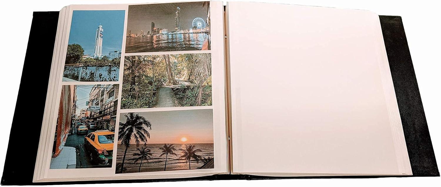 BEACHWATER POOL & SPA, LLC Photo Album Self Adhesive, 100 Pages 50 Sheets, Self Stick Sheet, Scrapbook, Picture Book, 4X6, 5X7, 8X10, 8-1/2X11, Replaceable Pages