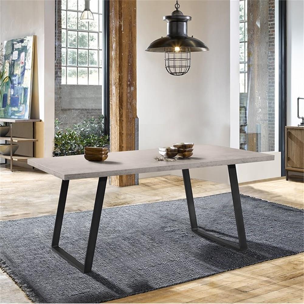 Armen Living Coronado Wood & Metal Dining Table in Cement Gray/Black