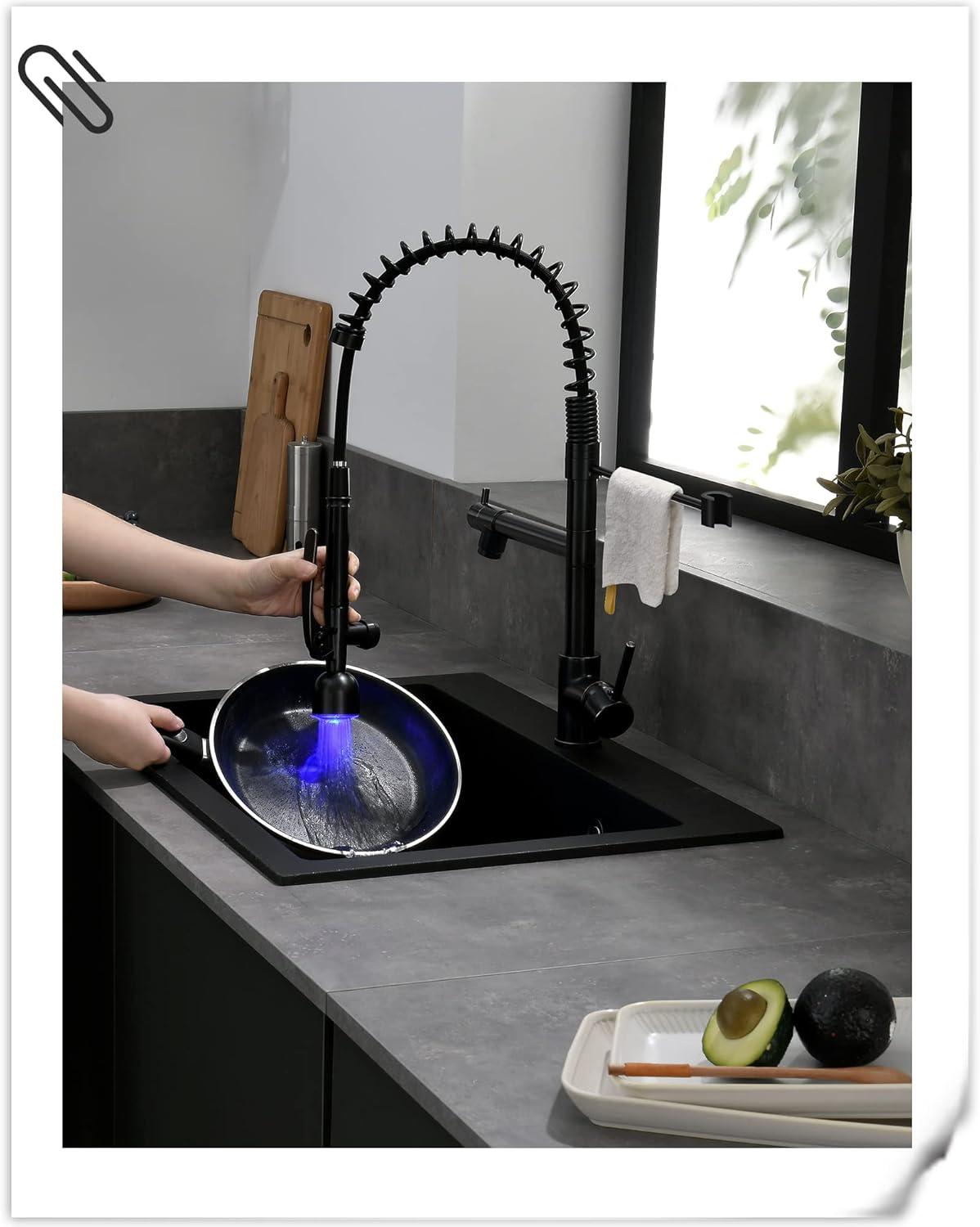 Oil-Rubbed Bronze Pull-Down Kitchen Faucet with LED Light