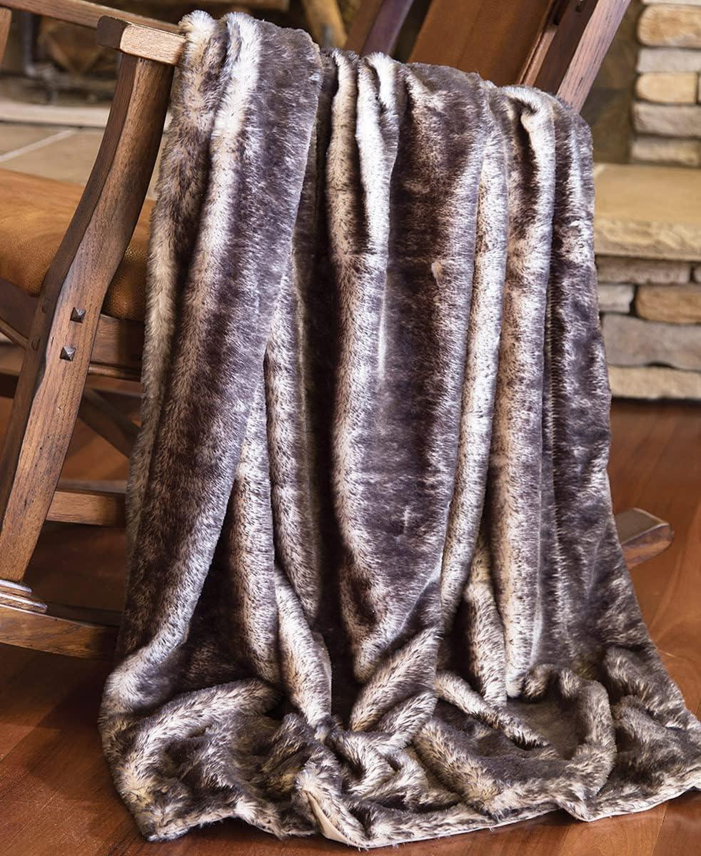 Dark Grey Faux Fur Rustic Throw Blanket