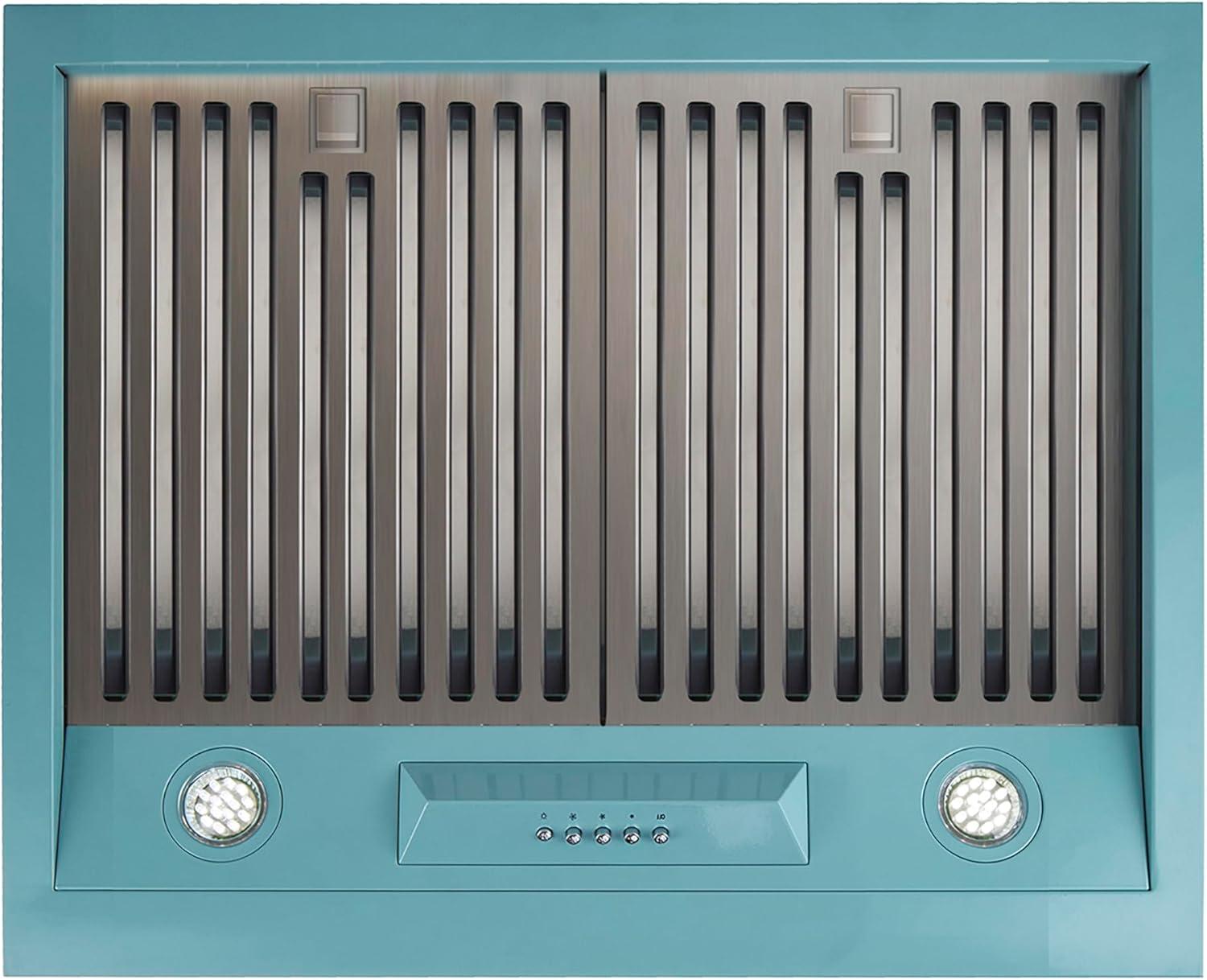 Classic Retro 24" 500 CFM Ducted Under Cabinet Range Hood with Stainless Steel Baffles and Light