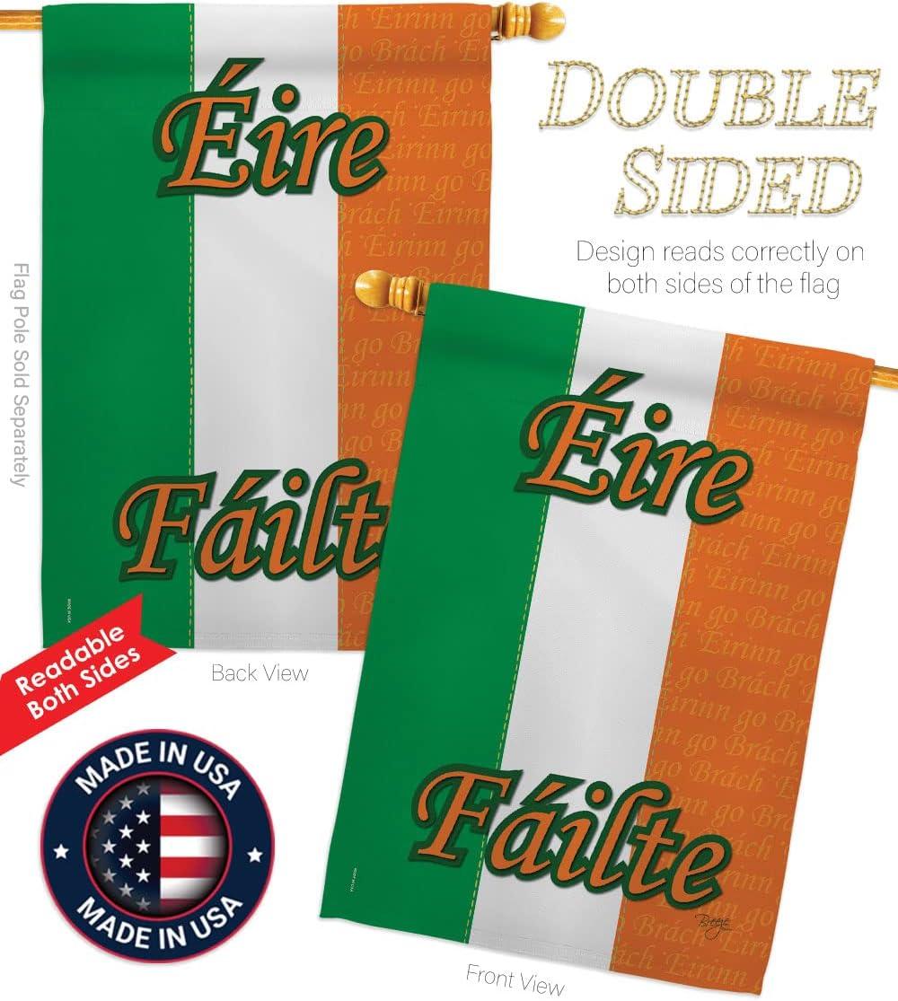 Breeze Decor 08072 Ireland 2-Sided Vertical Impression House Flag - 28 x 40 in.