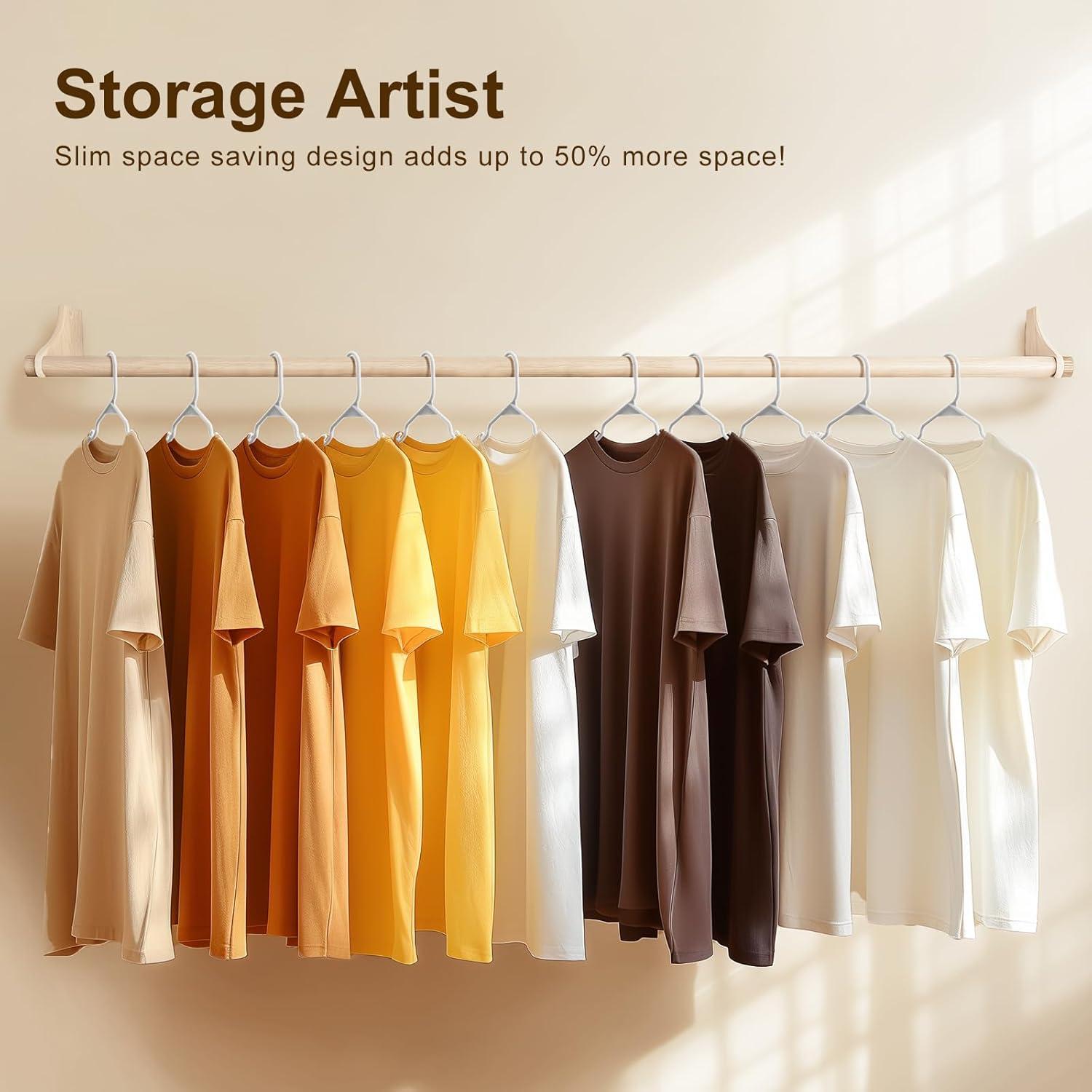 Lux Decor Collection Plastic Hangers Pack of 50, Non-Slip Coat and Shirt Hangers - Black