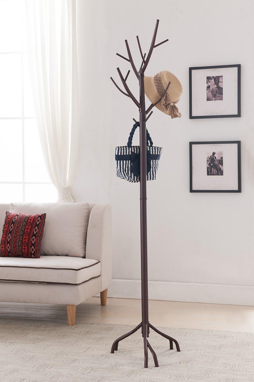 Bronze 13-Hook Freestanding Coat and Hat Rack with Umbrella Stand