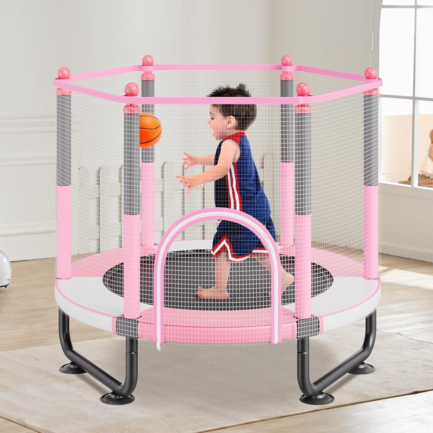 VEVOR 60" Trampoline for Kids Mini Toddler Trampoline with Net Indoor Outdoor