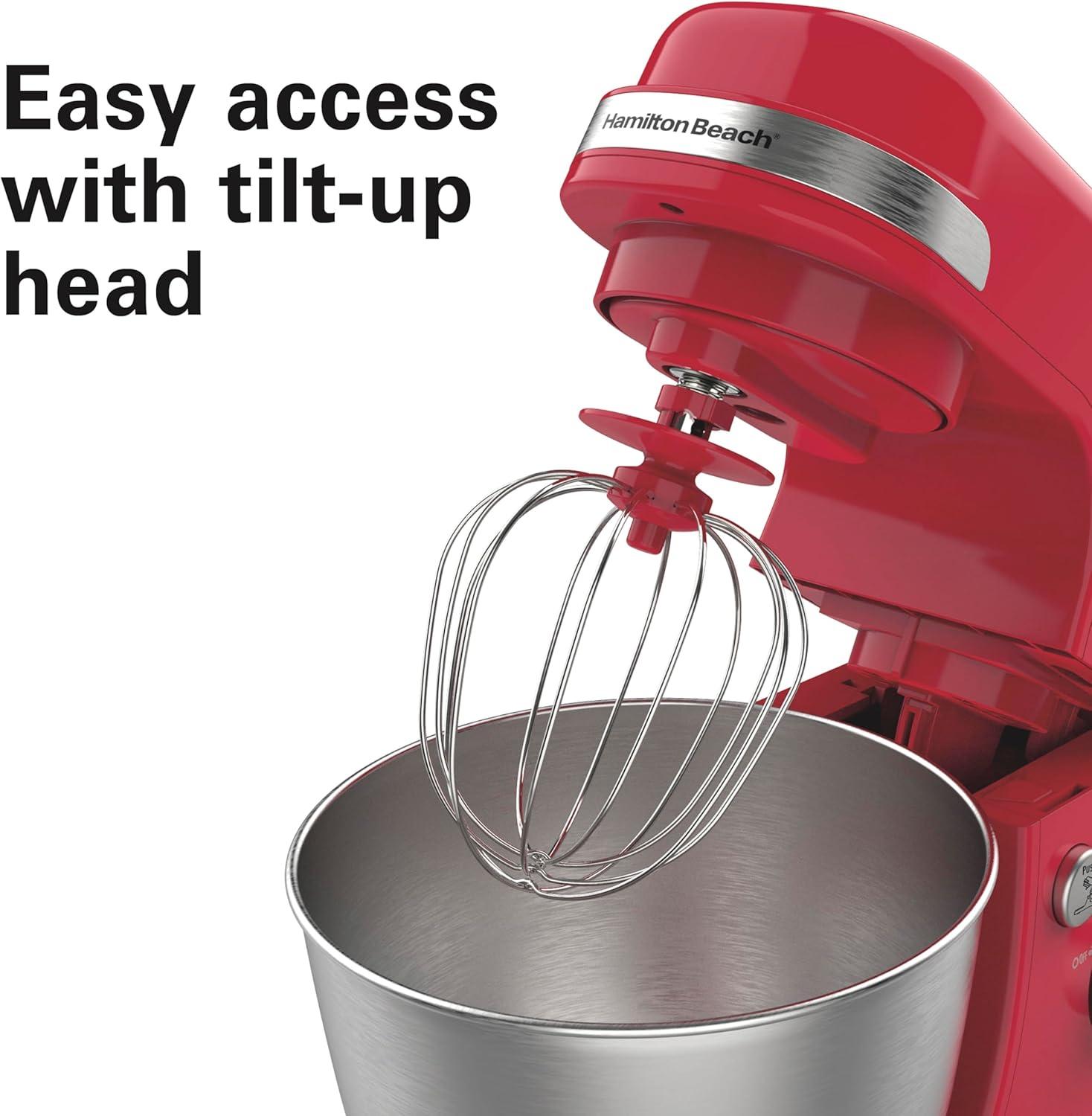 Hamilton Beach® 7-Speed 4-Quart Electric Stand Mixer with Splash Guard, Dough Hook, Flat Beater, and Whisk Attachments
