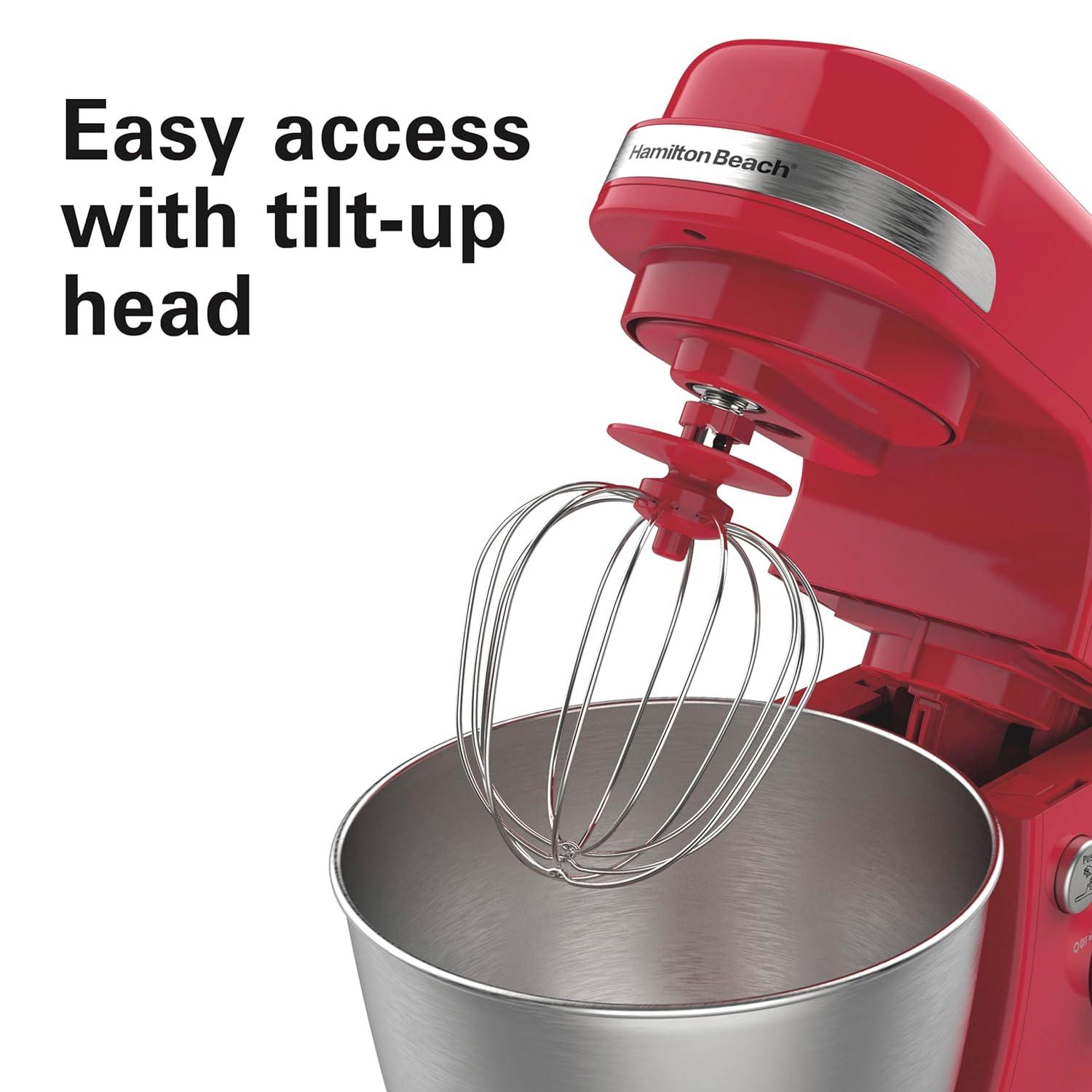 Hamilton Beach® 7-Speed 4-Quart Electric Stand Mixer with Splash Guard, Dough Hook, Flat Beater, and Whisk Attachments