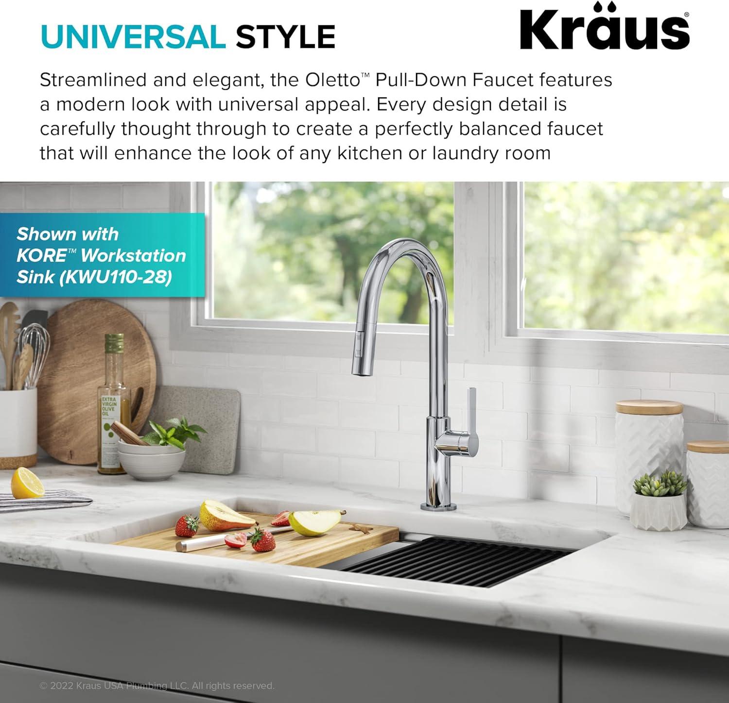 KRAUS Oletto Single Handle Pull Down Kitchen Faucet