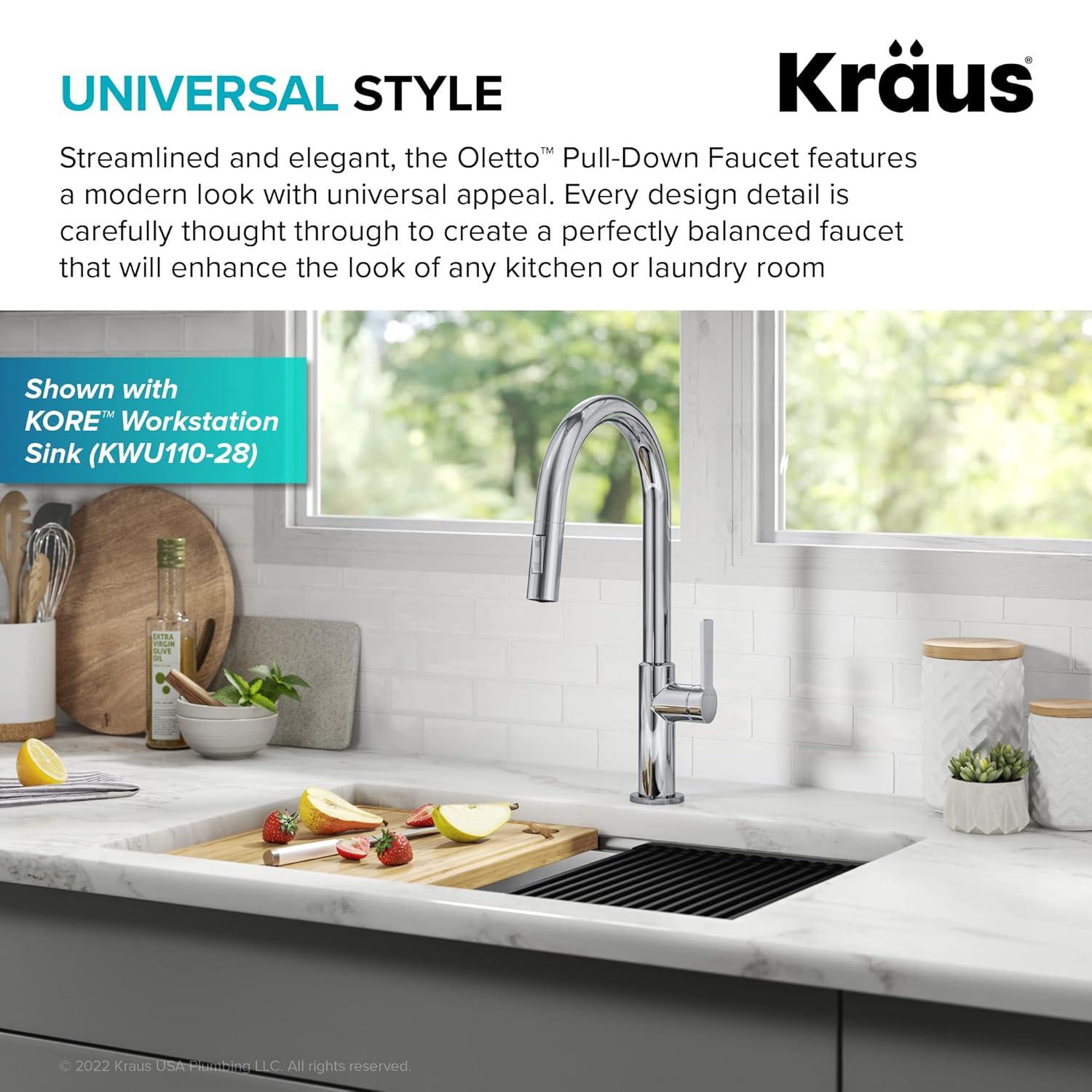 KRAUS Oletto Single Handle Pull Down Kitchen Faucet