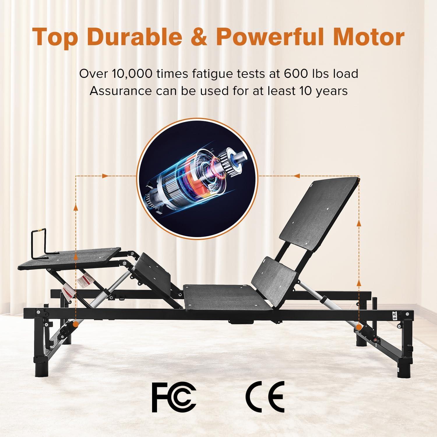 Alwyn Home Adjustable Bed Base Frame Bed Frame With Head And Foot Incline Wireless Remote Zero Gravity Quiet Motor Black Queen