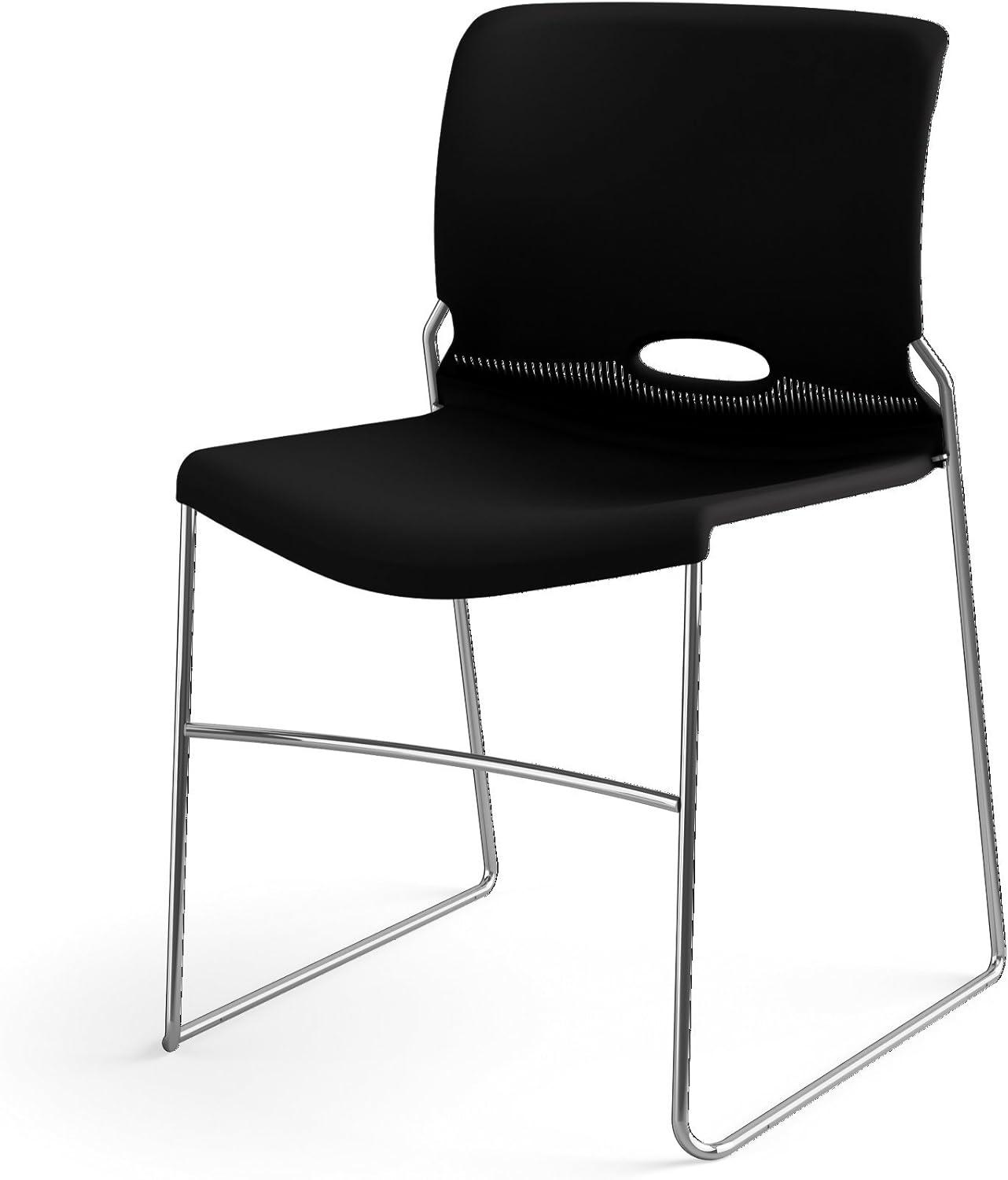 Onyx Armless Metal Stacking Chair with Lumbar Support