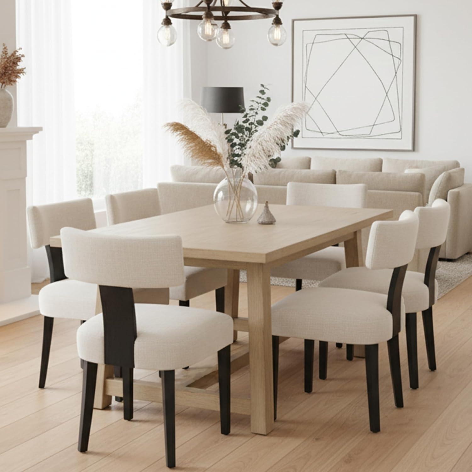 Gracie Oaks Inelda Mid Century Upholstered Dining Chairs Side Chairs Farmhouse Faux Leather Dining Chair with Wood Legs (Set of 2)