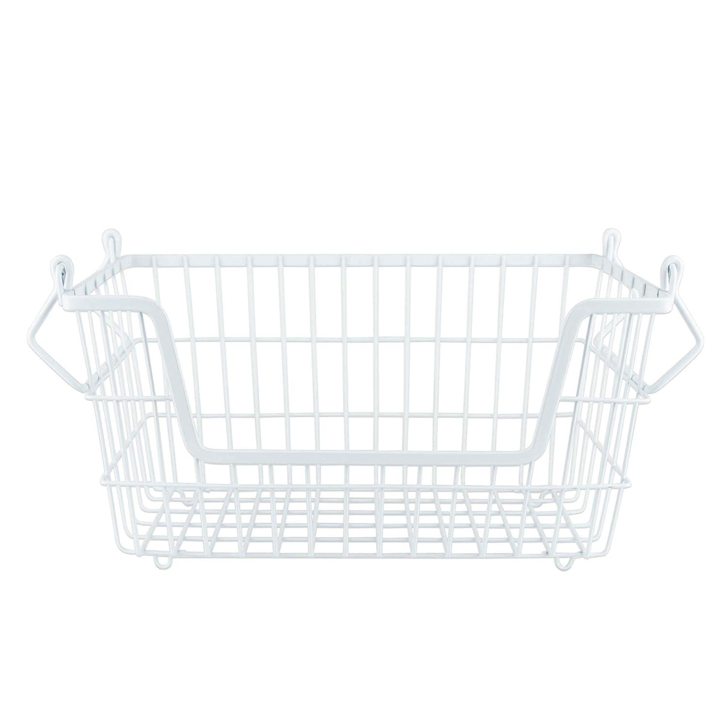 DII Metal Wire Mesh Stackable Utility Storage Bin, Small Rectangle, 13x6x7", White