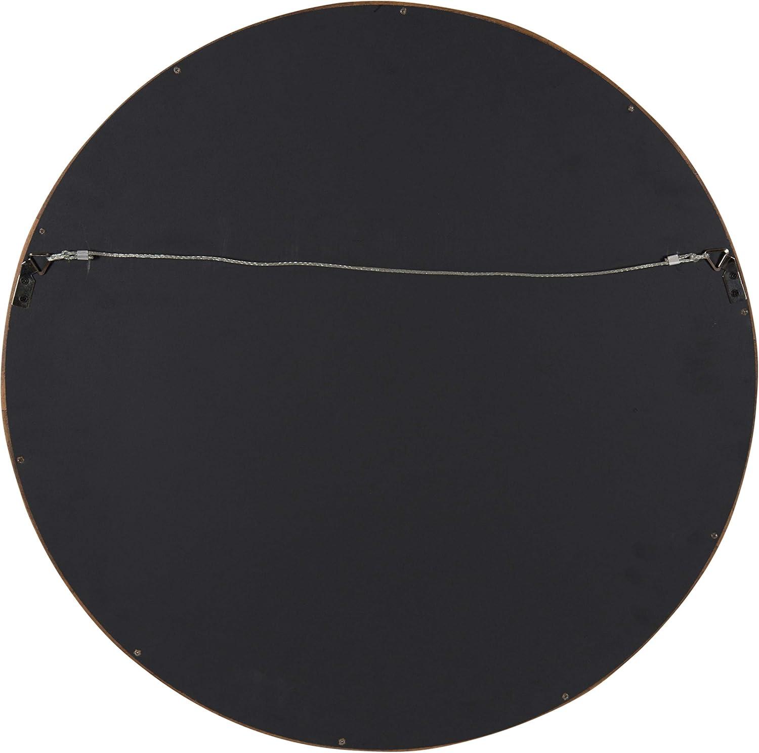 22" x 22" Hutton Round Wood Wall Mirror Rustic Brown - Kate and Laurel: Modern, No Assembly Required, Wall Mount