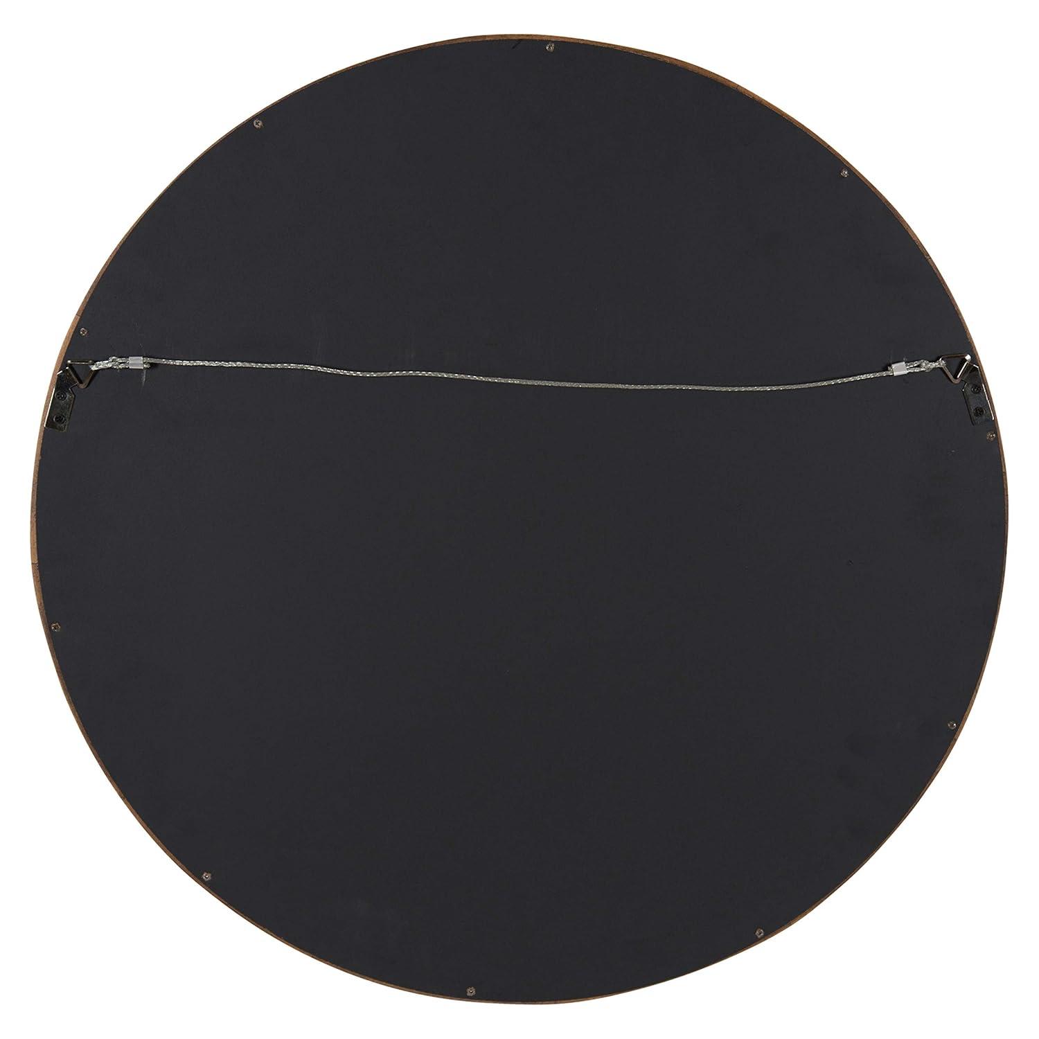 22" x 22" Hutton Round Wood Wall Mirror Rustic Brown - Kate and Laurel: Modern, No Assembly Required, Wall Mount