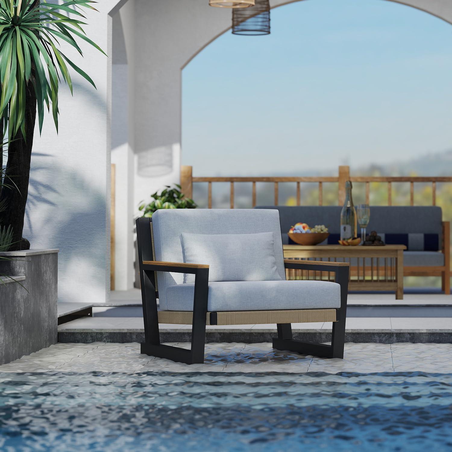 Aug-guan 7-Piece Patio Furniture Set, All-Weather Boho Outdoor Conversation Set Sectional Sofa with Water Resistant Grey Thick Cushions and Storage Table for Yard,Lawn,Grey