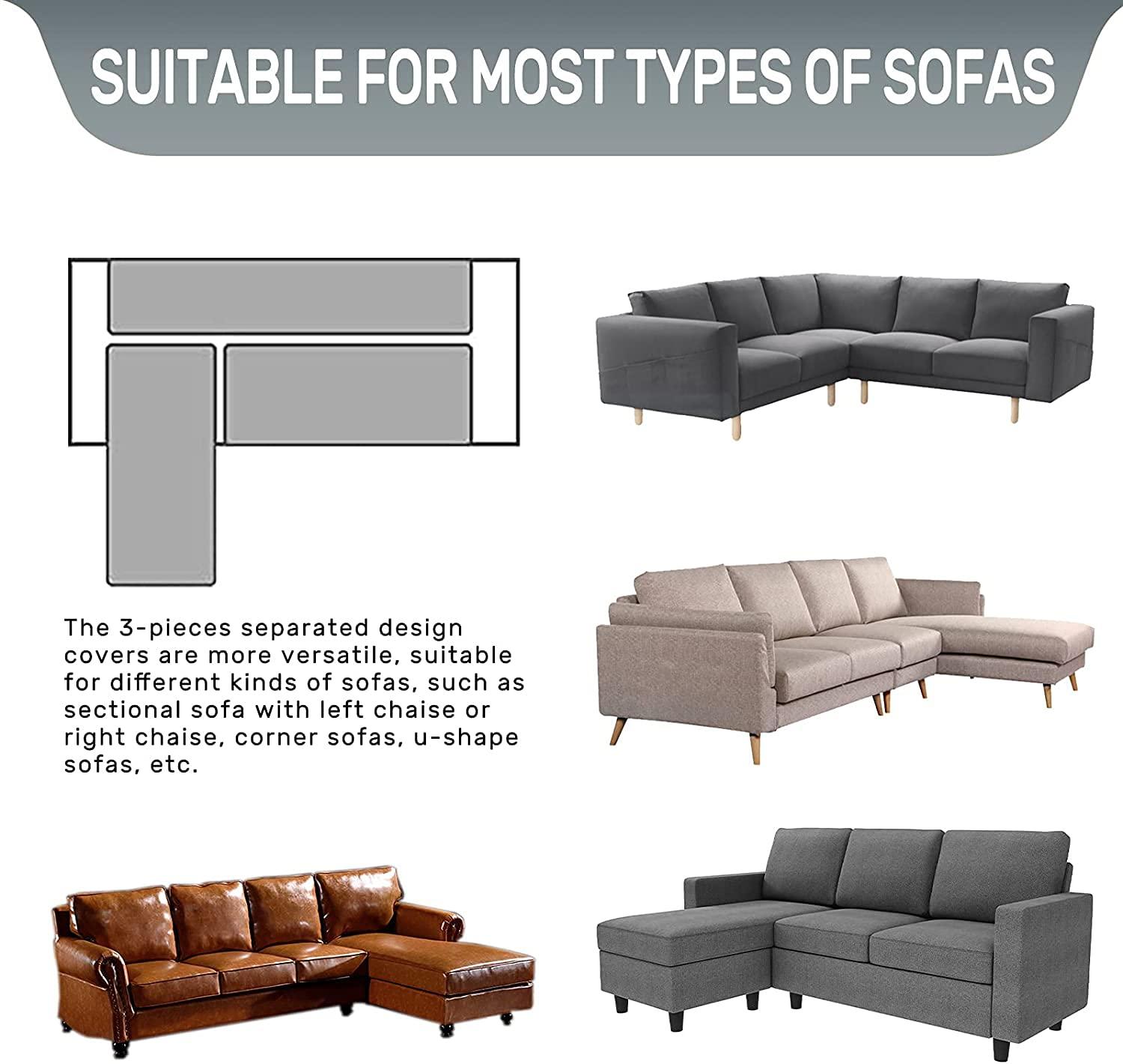 Double Side L Shape Couch Cover Sectional Sofa Covers Set Chaise Couch Cover Slip Covers for Sofas Couches Sectional Furniture Protector Cover (Large,Light Grey)