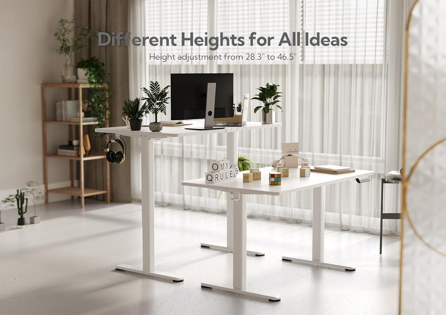 Electric Standing Desk Adjustable Height - Rolling Sit to Stand Desks on Wheels - Mobile Standup Computer Table 48 Inch Brown One Piece Desktop and Rising Frame with Storage for Home Office & Gaming