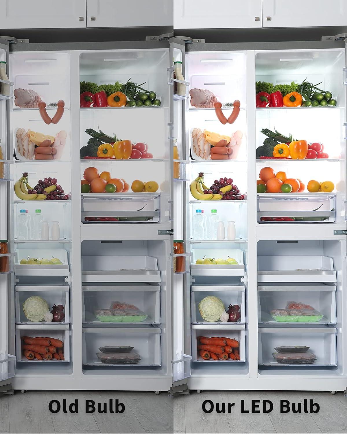 Waterproof LED Refrigerator Light Bulbs 40 watt Equivalent, 120V, Daylight 5000K, E26 Medium Base, Fridge Light Bulb, Freezer Bulb, A15 LED Appliance Bulb, Not Dimmable