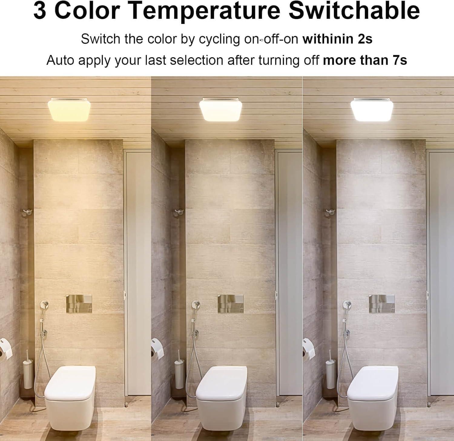 Bathroom Exhaust Fan with Light 110 CFM Quiet with Color Change, 3000K/4000K/5500K 1000LM Household Ventilation Fan Light Combo, Energy Saving Ceiling Mount Bathroom Extractor, Memory Function